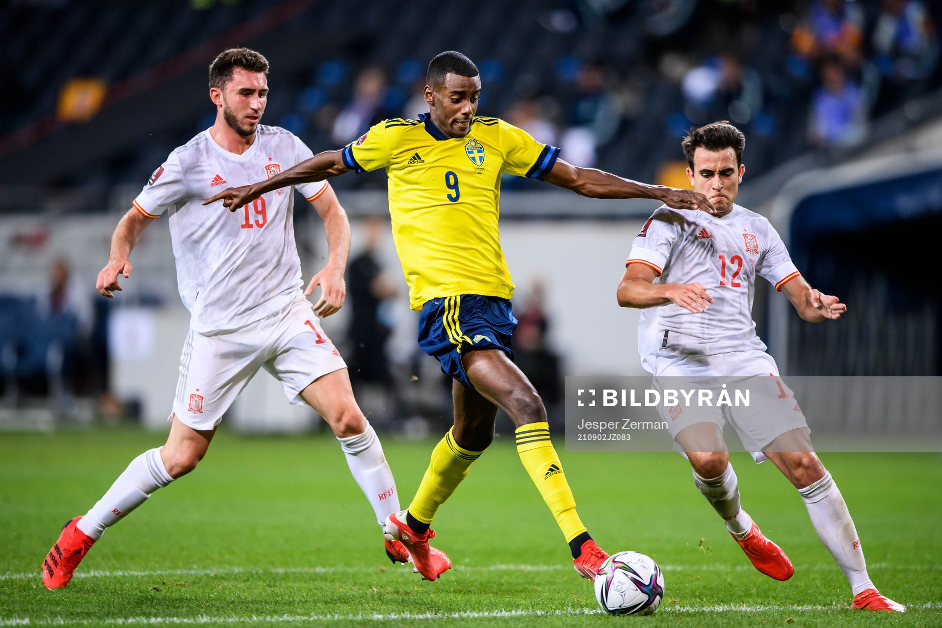 Aymeric Laporte and Eric Garcia of Spain against Alexander