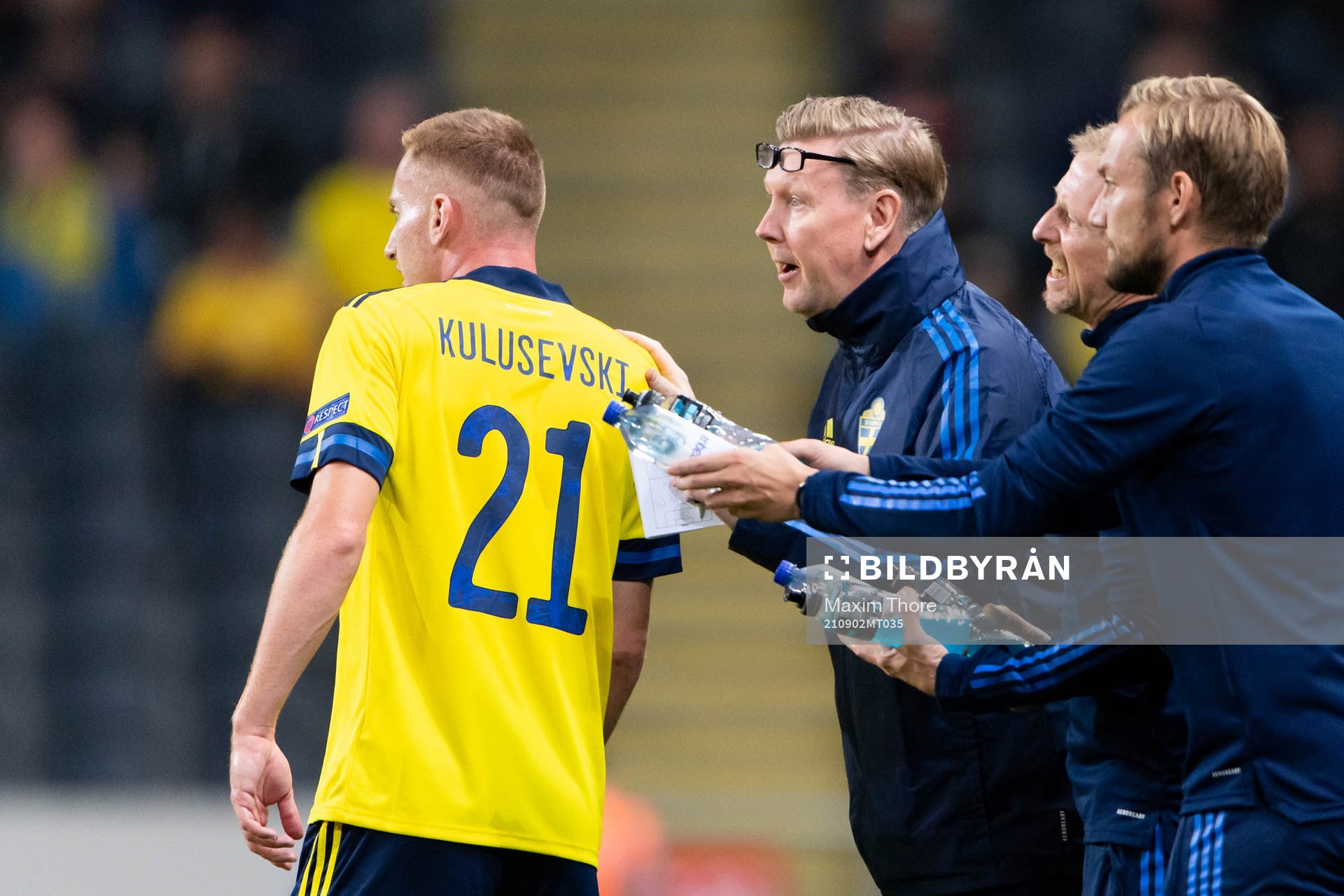 Dejan Kulusevski of Sweden and assistant coach Peter