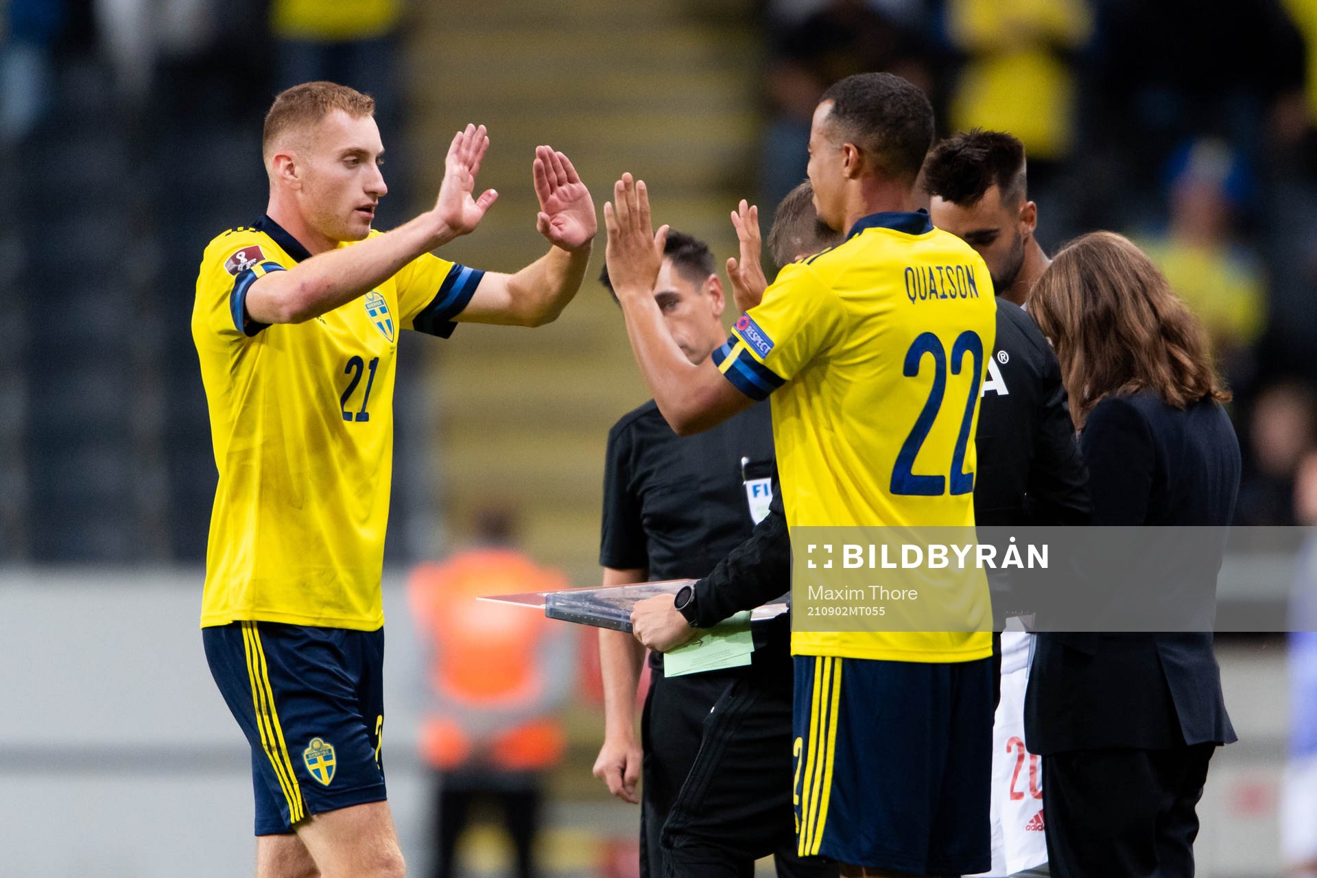 Dejan Kulusevski of Sweden is substituted by Robin Quaison