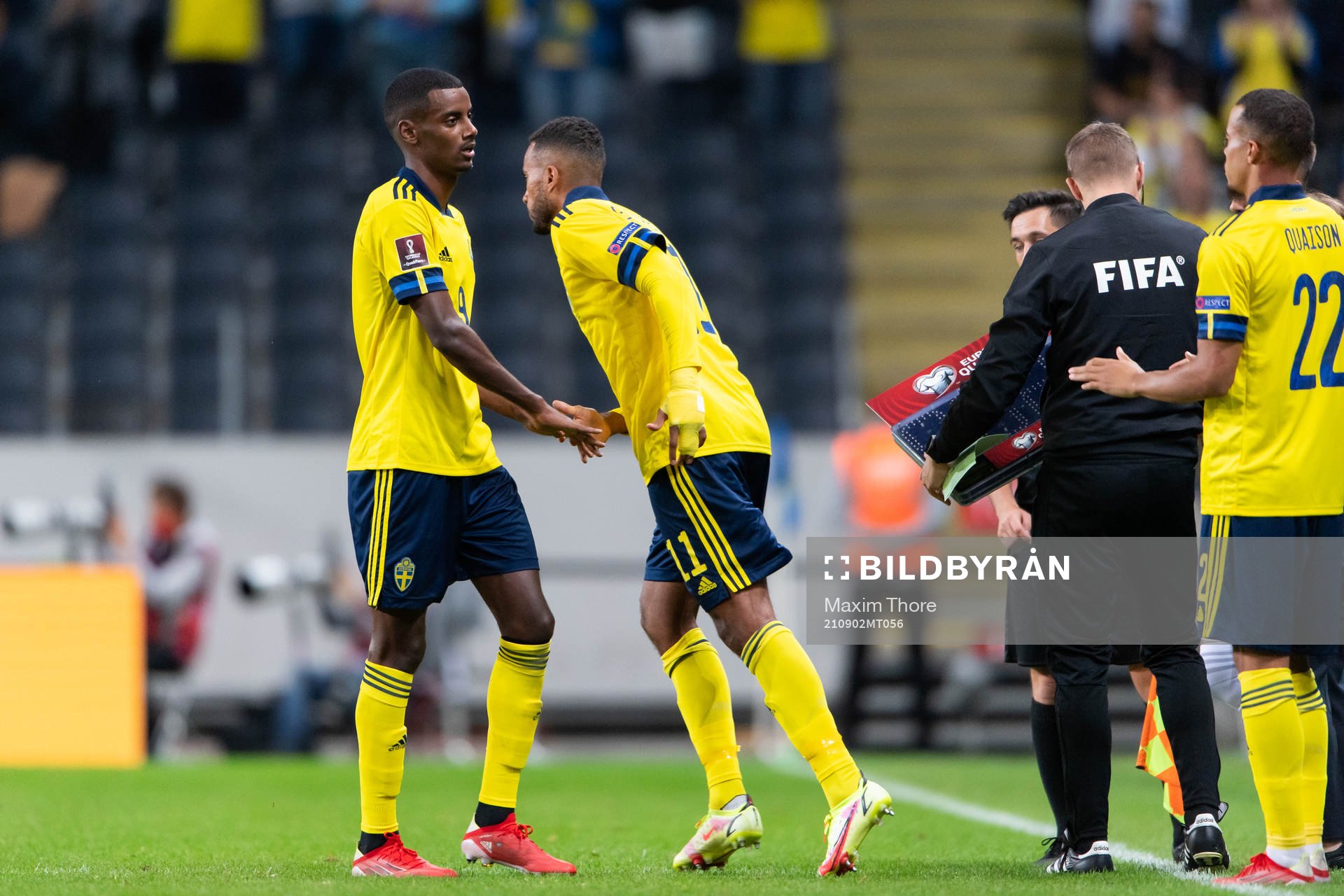 Alexander Isak of Sweden is substituted by Isaac