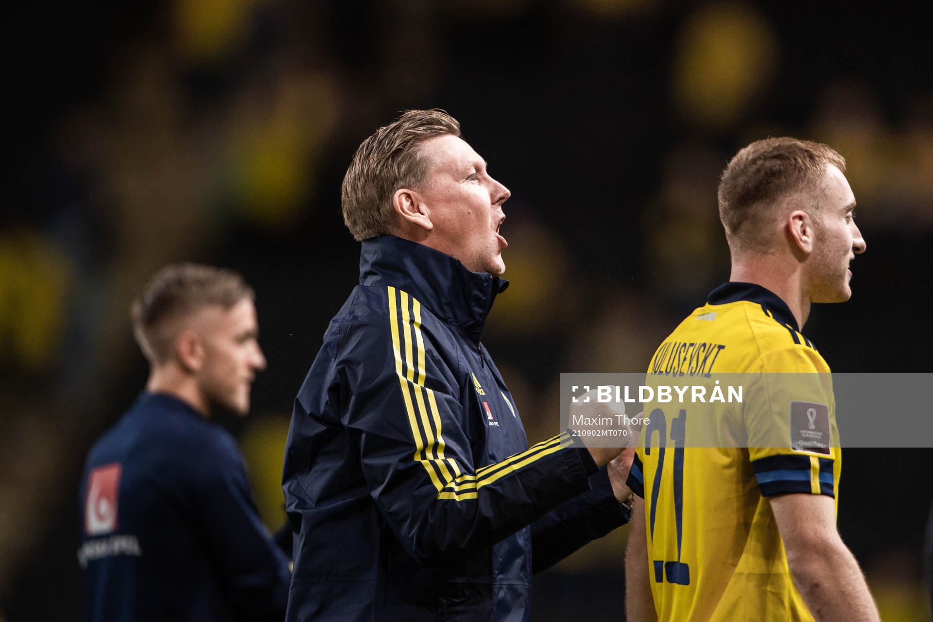 Assistant coach Peter Wettergren of Sweden celebrates