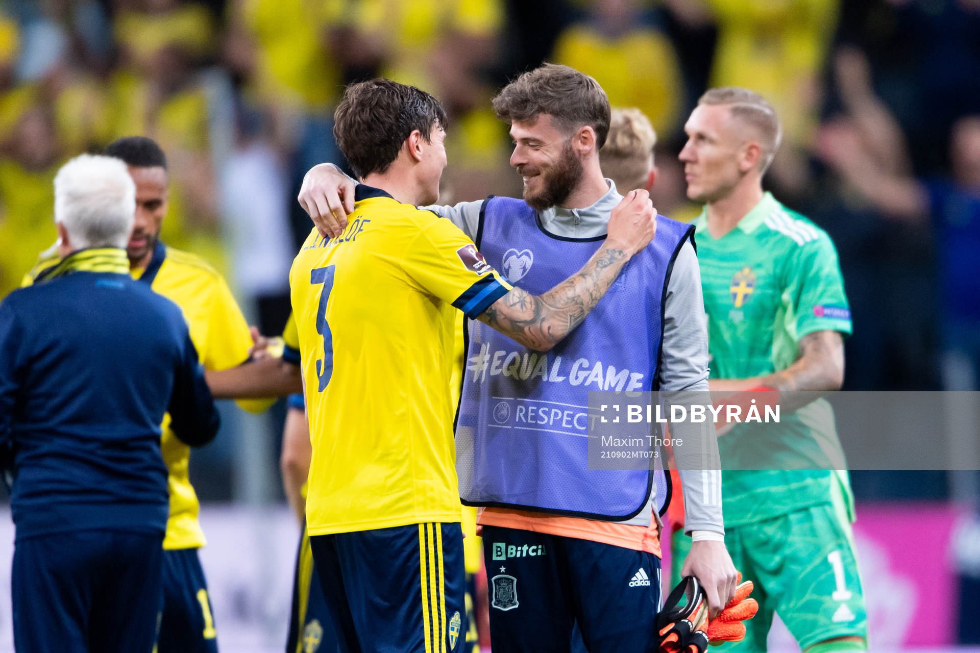 Victor Nilsson Lindelöf of Sweden and goalkeeper David De
