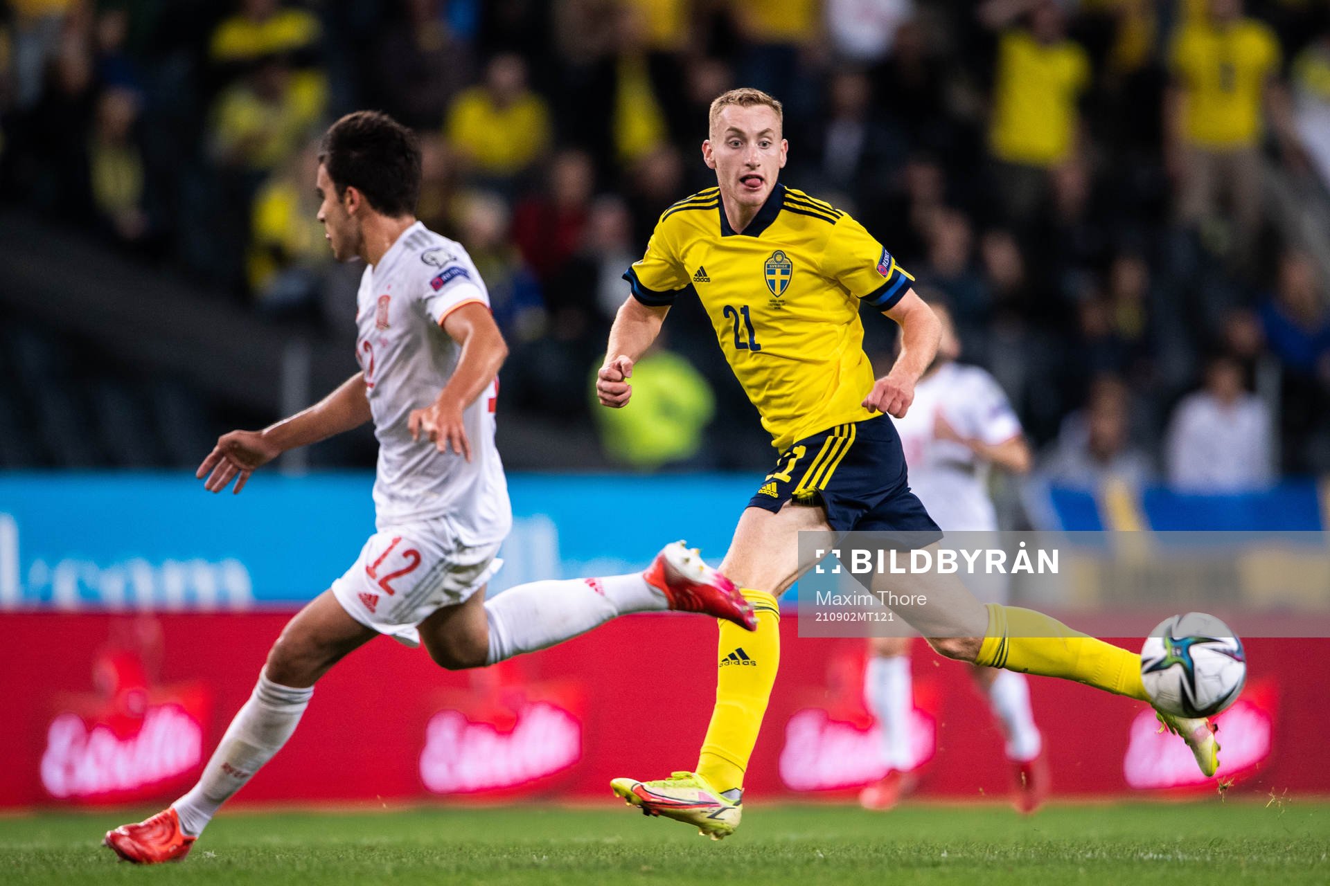 Eric Garcia of Spain and Dejan Kulusevski of Sweden
