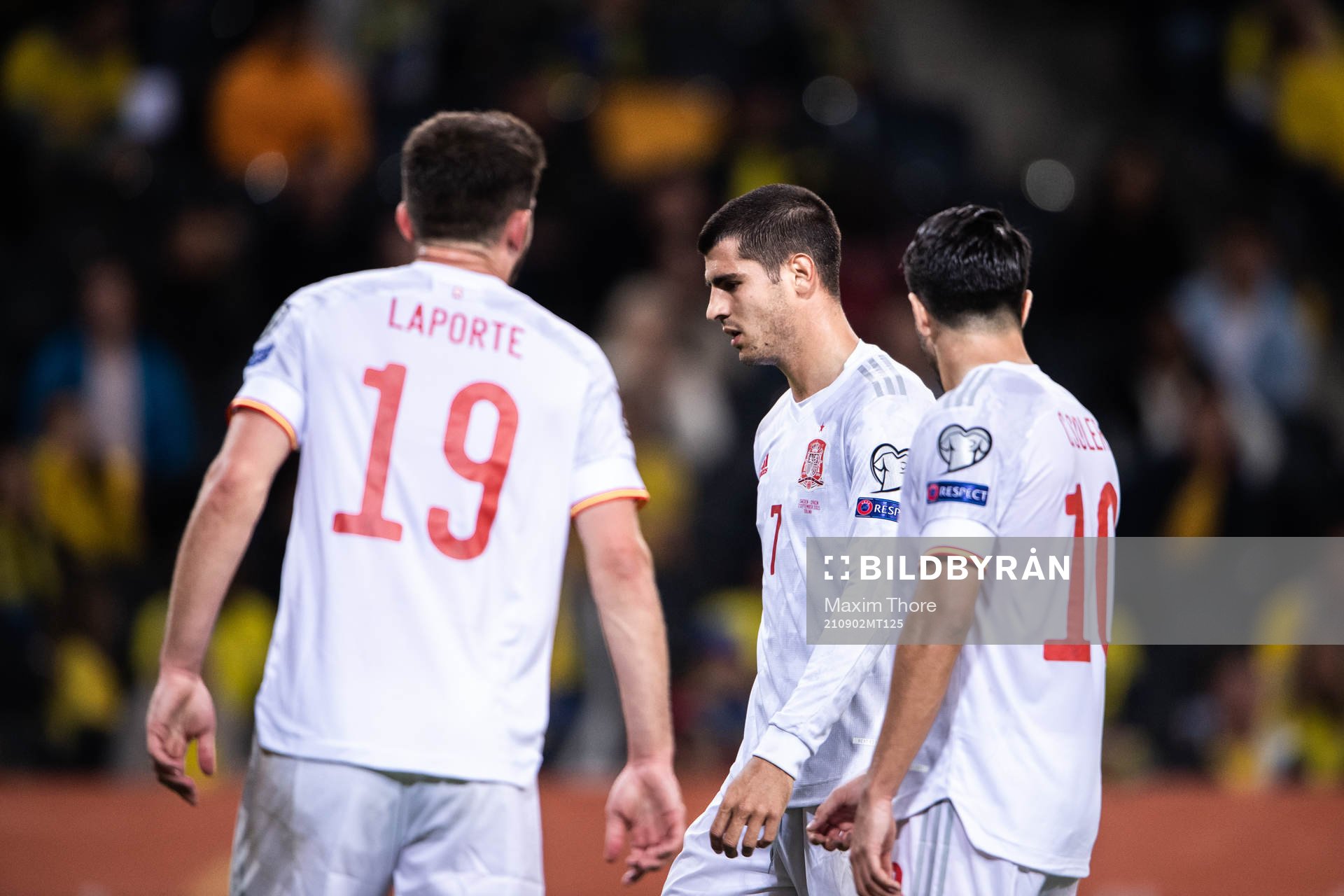 Alvaro Morata of Spain looks dejected