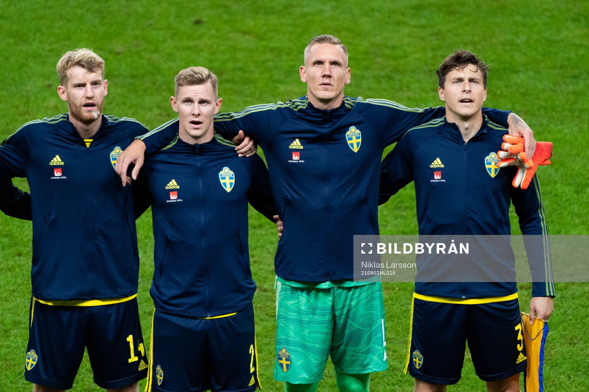 Filip Helander, Emil Krafth, goalkeeper Robin Olsen and