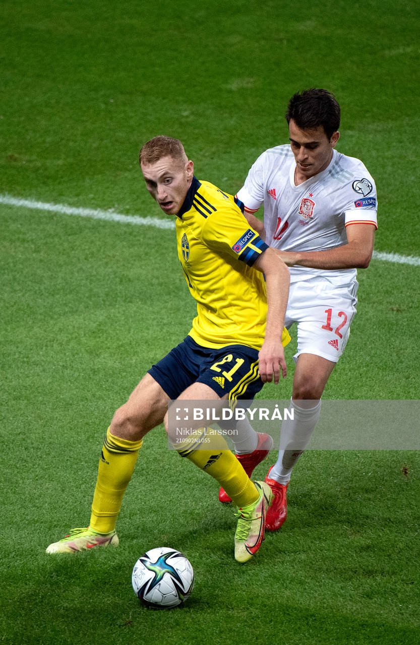 Dejan Kulusevski of Sweden and Eric Garcia