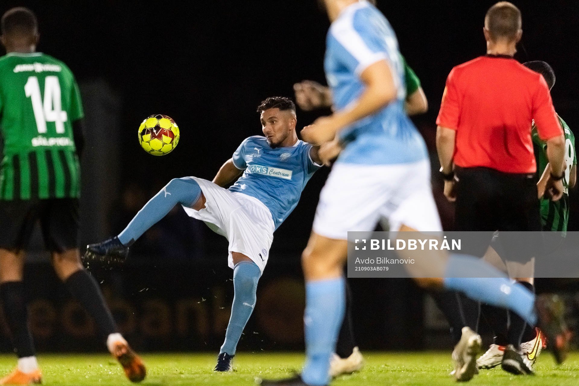 Råås Mohammad Kaawach under fotbollsmatchen i division 3 sydvästra götaland mellan Högaborg och Råå den 3 september 2021 i Helsingborg. 