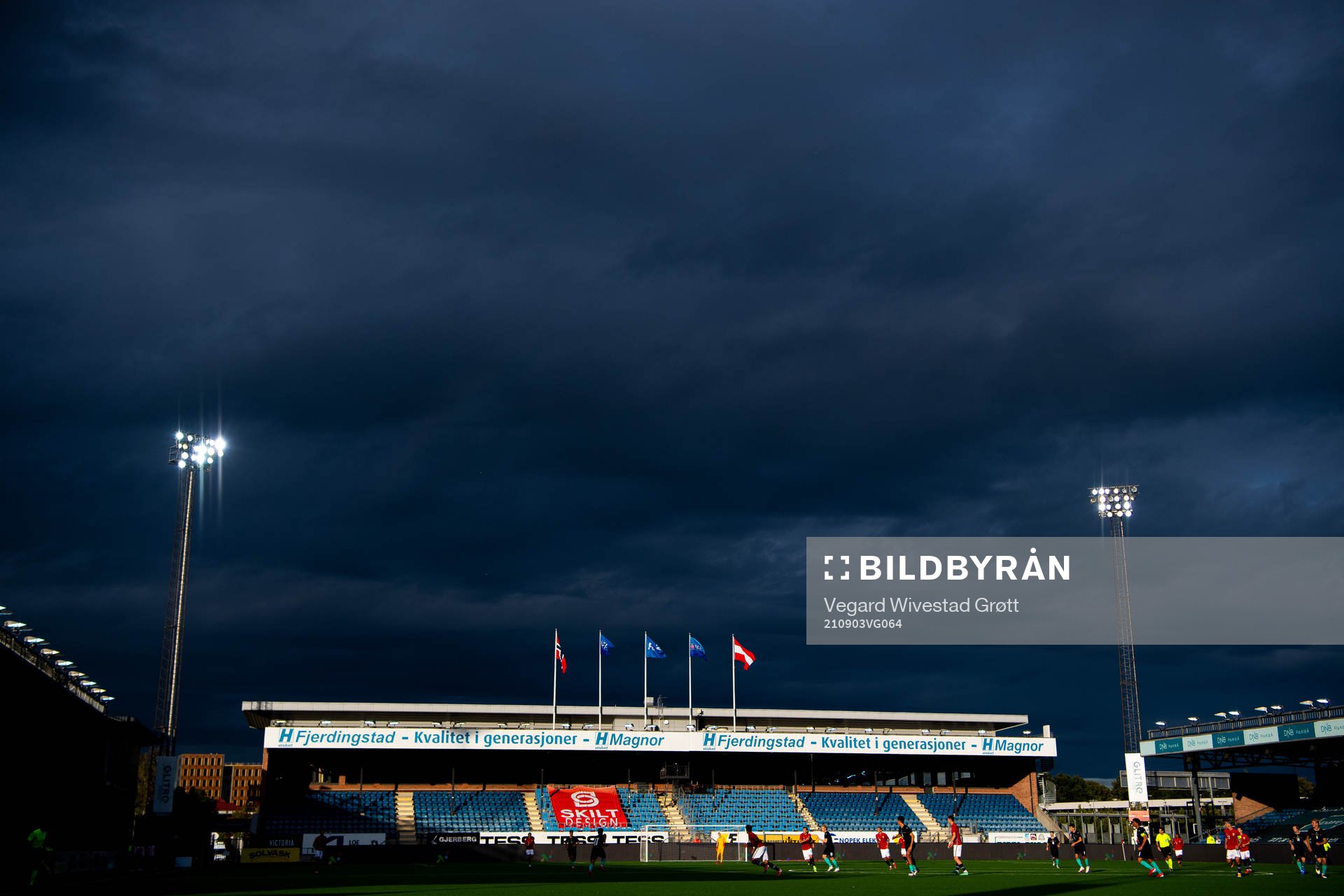 General view of Marienlyst stadion during the UEFA Euro Under-21 Qualifier football match between Norway and Austria on September 3, 2021 in Drammen.