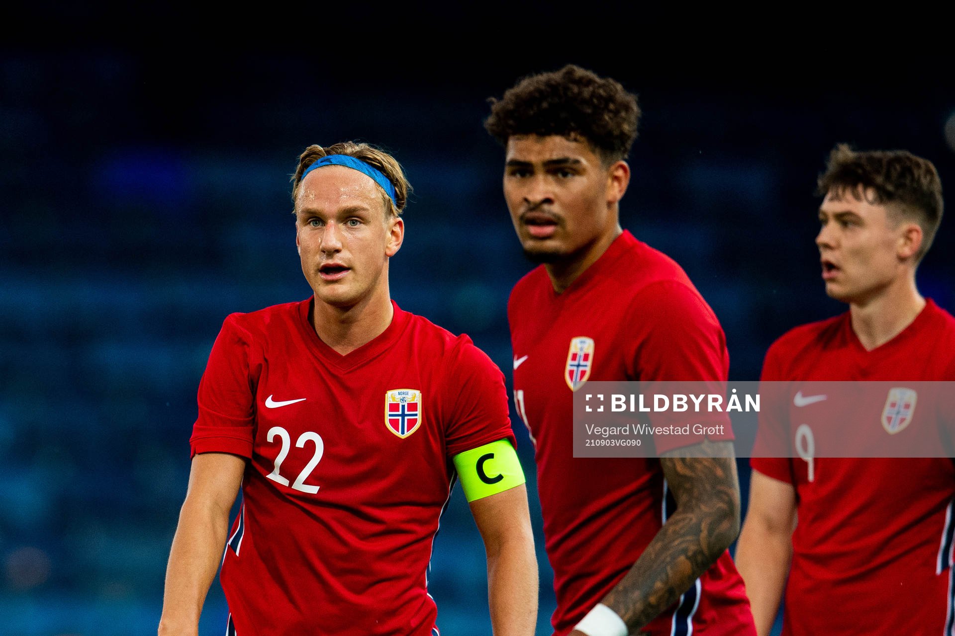 Erik Botheim, Noah Holm and Jørgen Strand Larsen of Norway