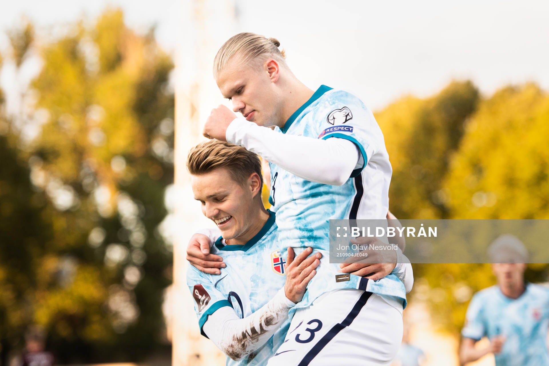 Martin Ødegaard and Erling Braut Haaland of Norway