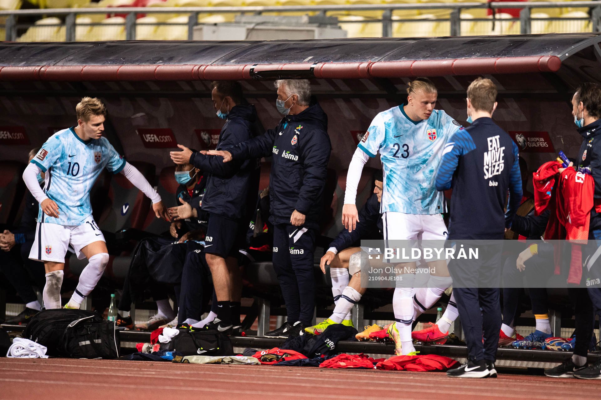 Martin Ødegaard and Erling Braut Haaland of Norway