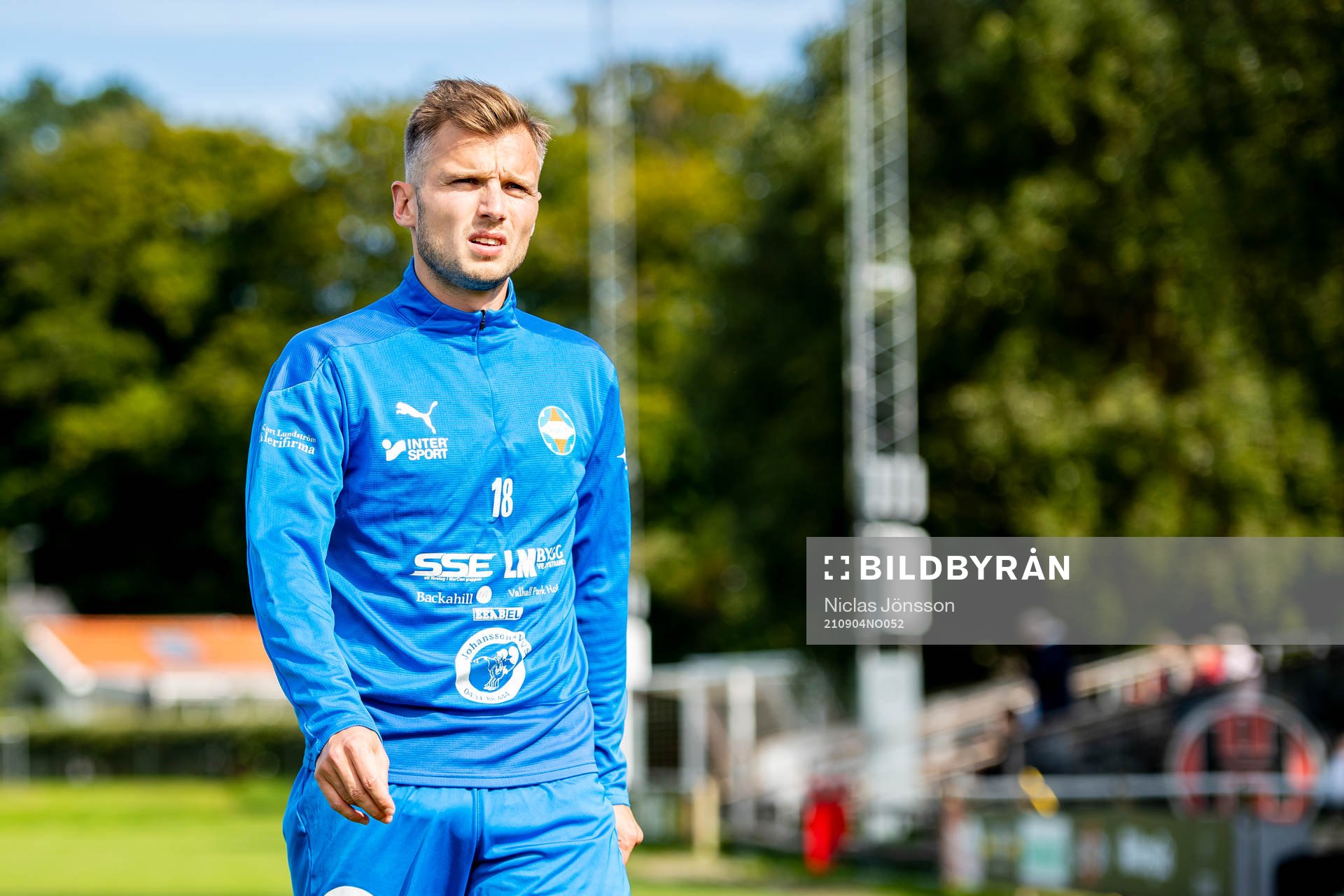 Vejbys Andreas Ljung inför fotbollsmatchen i Division 3 södra mellan Hittarp och Vejby den 4 september 2021 i Laröd. 