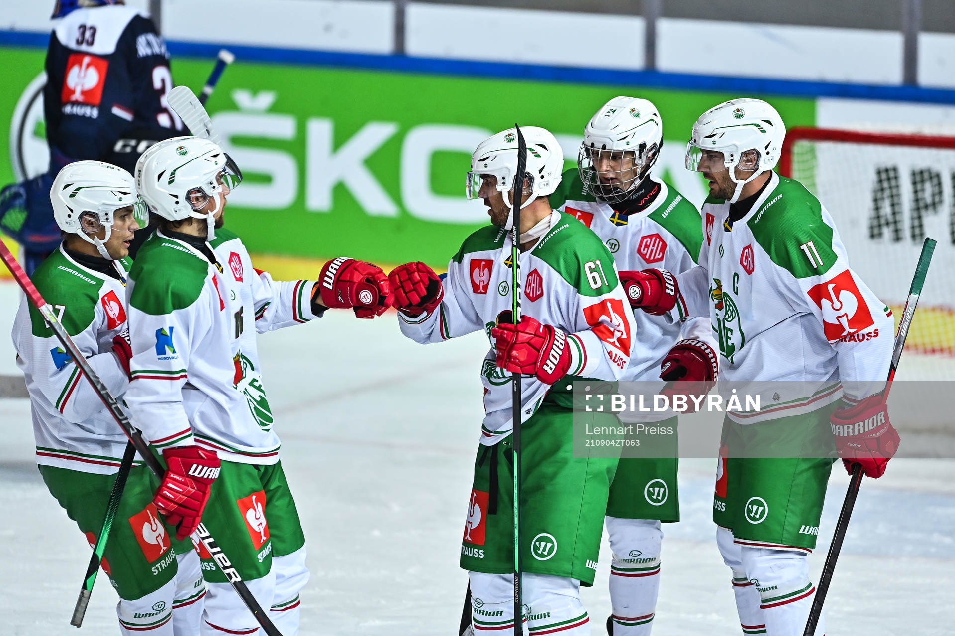 Ludvig Larsson of Rögle celebrates 2-1 goal with teammates