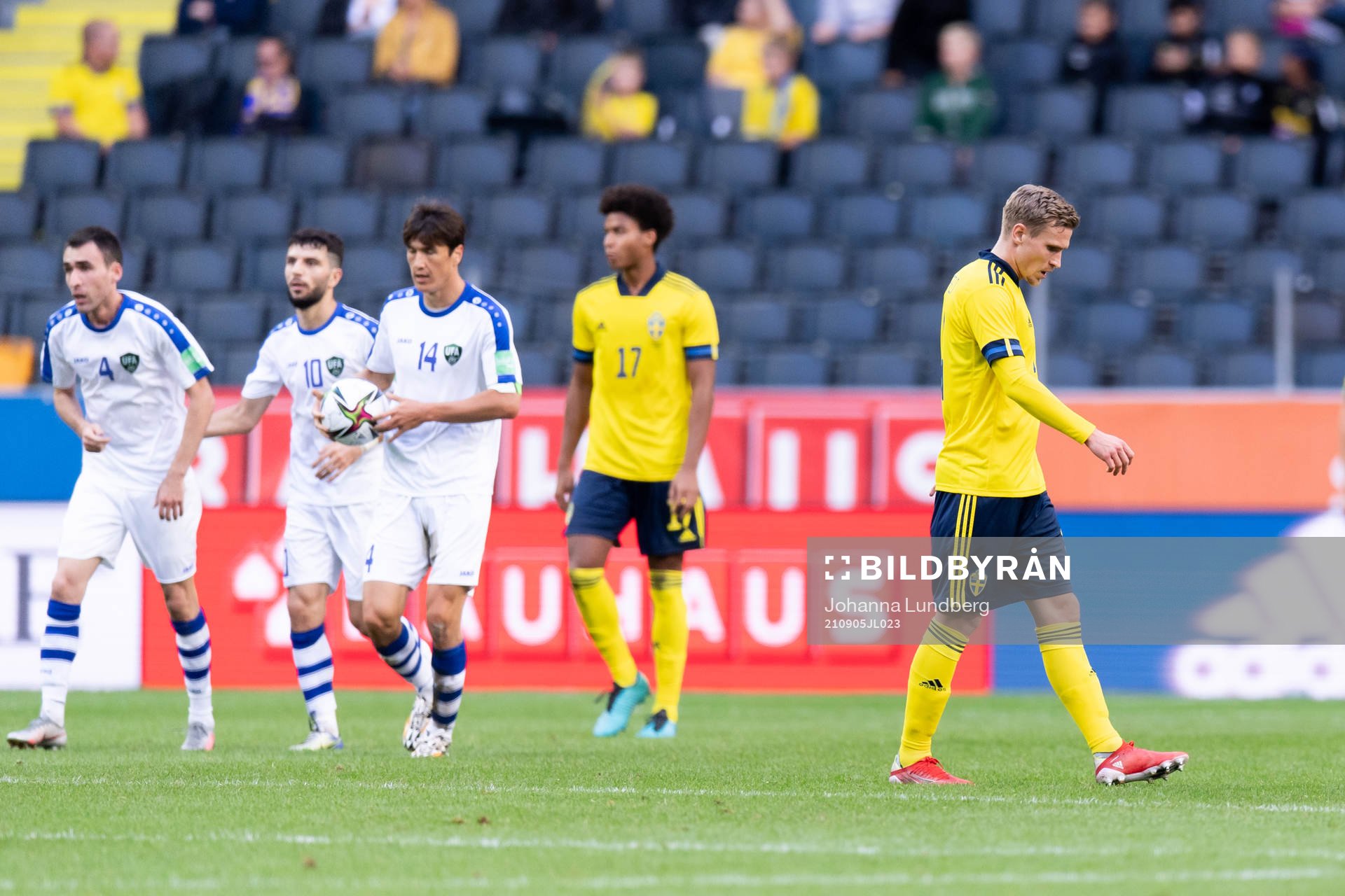 Carl Starfelt of Sweden looks dejected