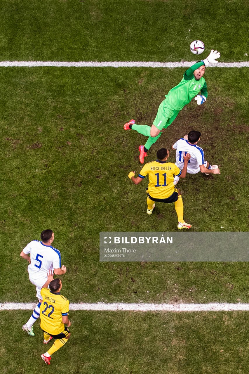 Goalkeeper Eldorbek Suyunov of Uzbekistan with a save in