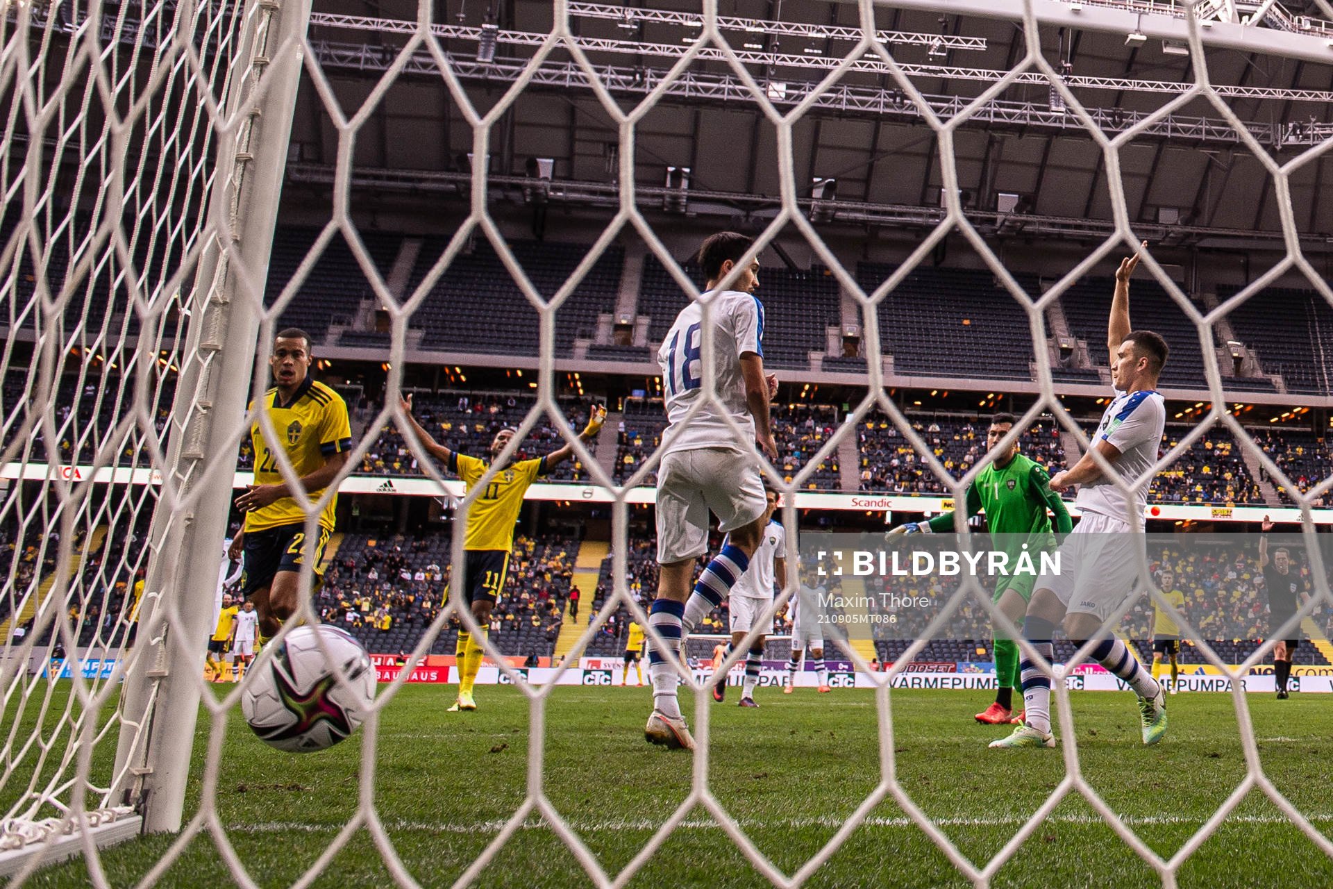 Robin Quaison of Sweden score a goal that was disallowed