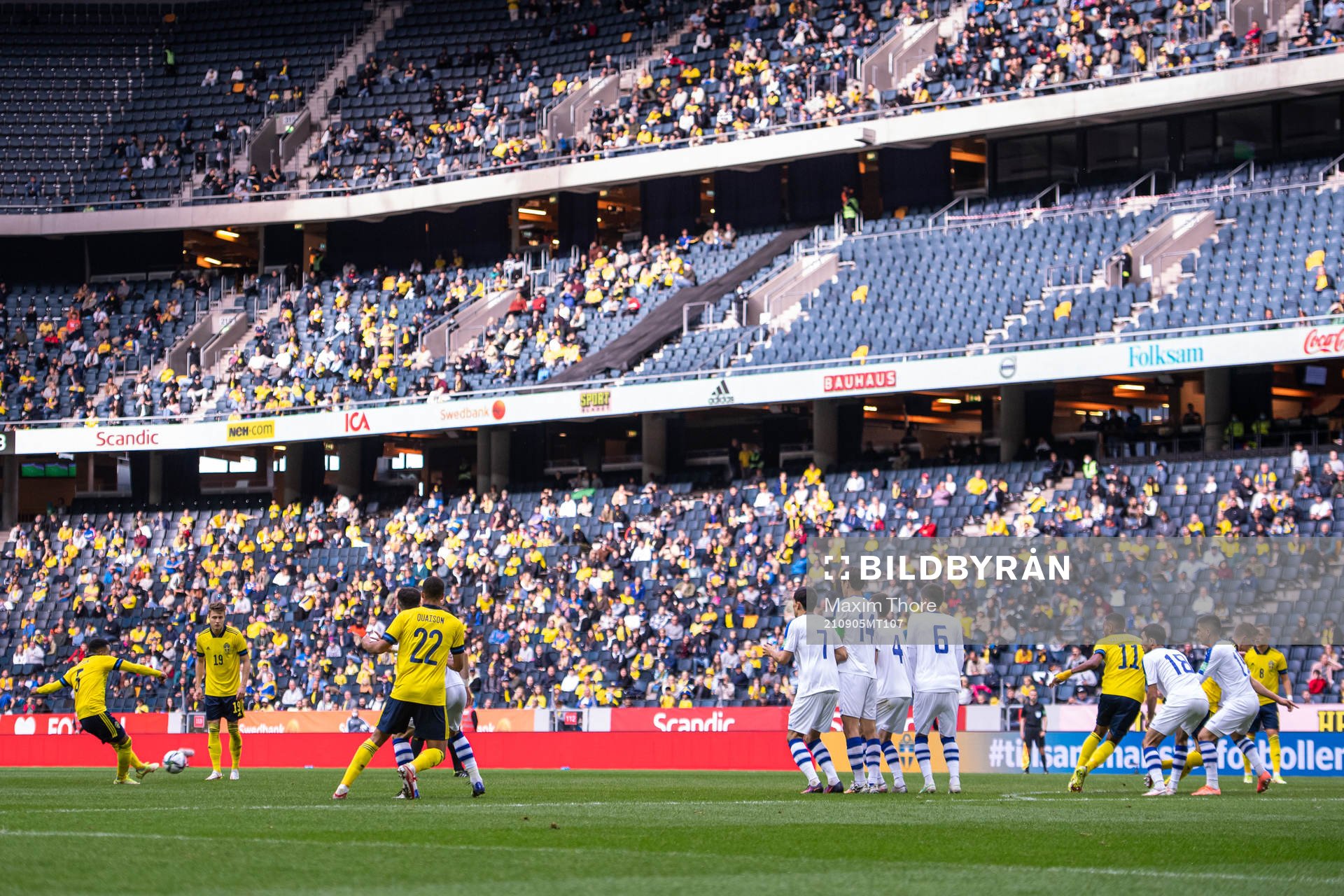 Martin Olsson of Sweden with a free kick