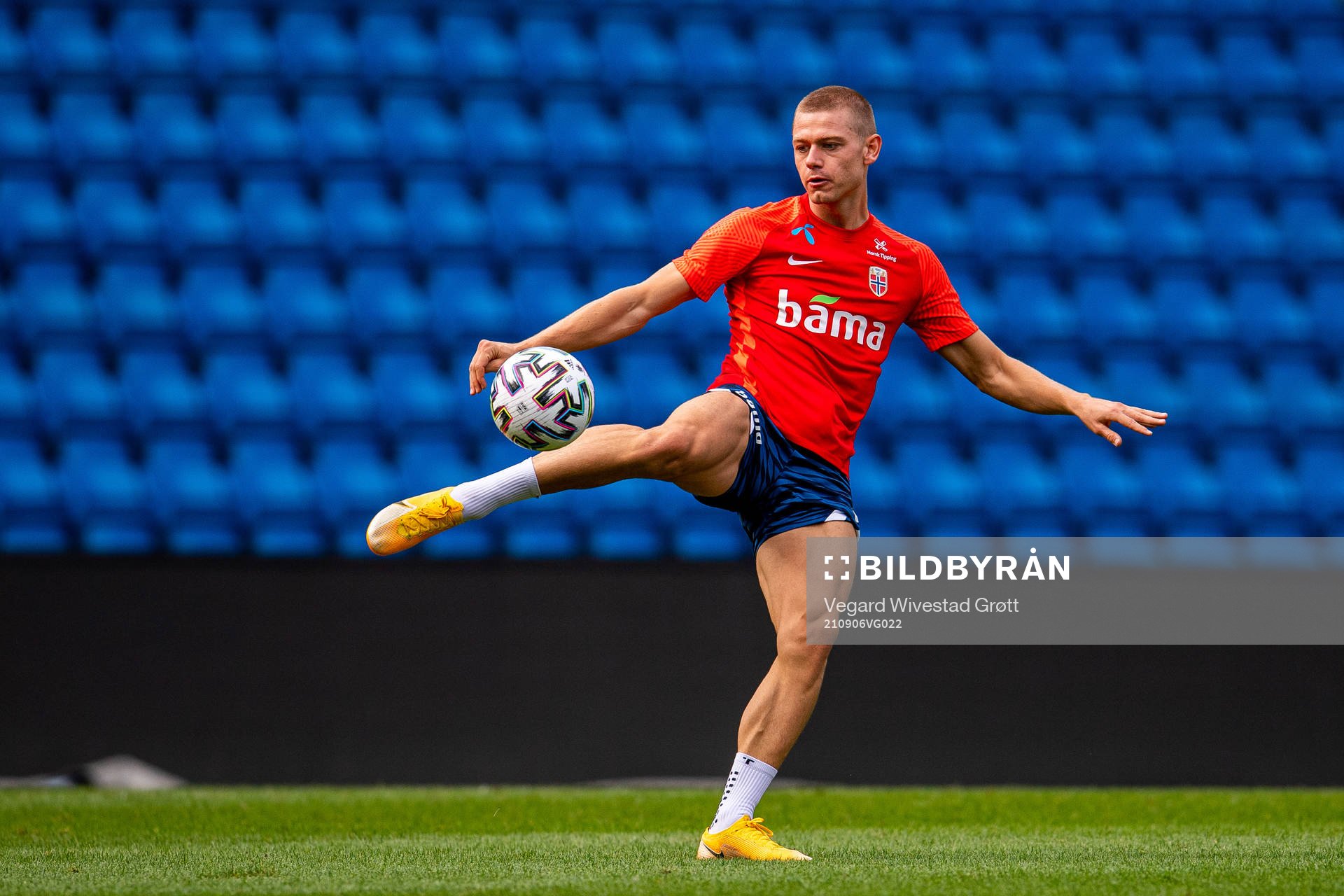 Julian Ryerson of the Norwegian national football team during a training session on September 6, 2021 in Oslo. 