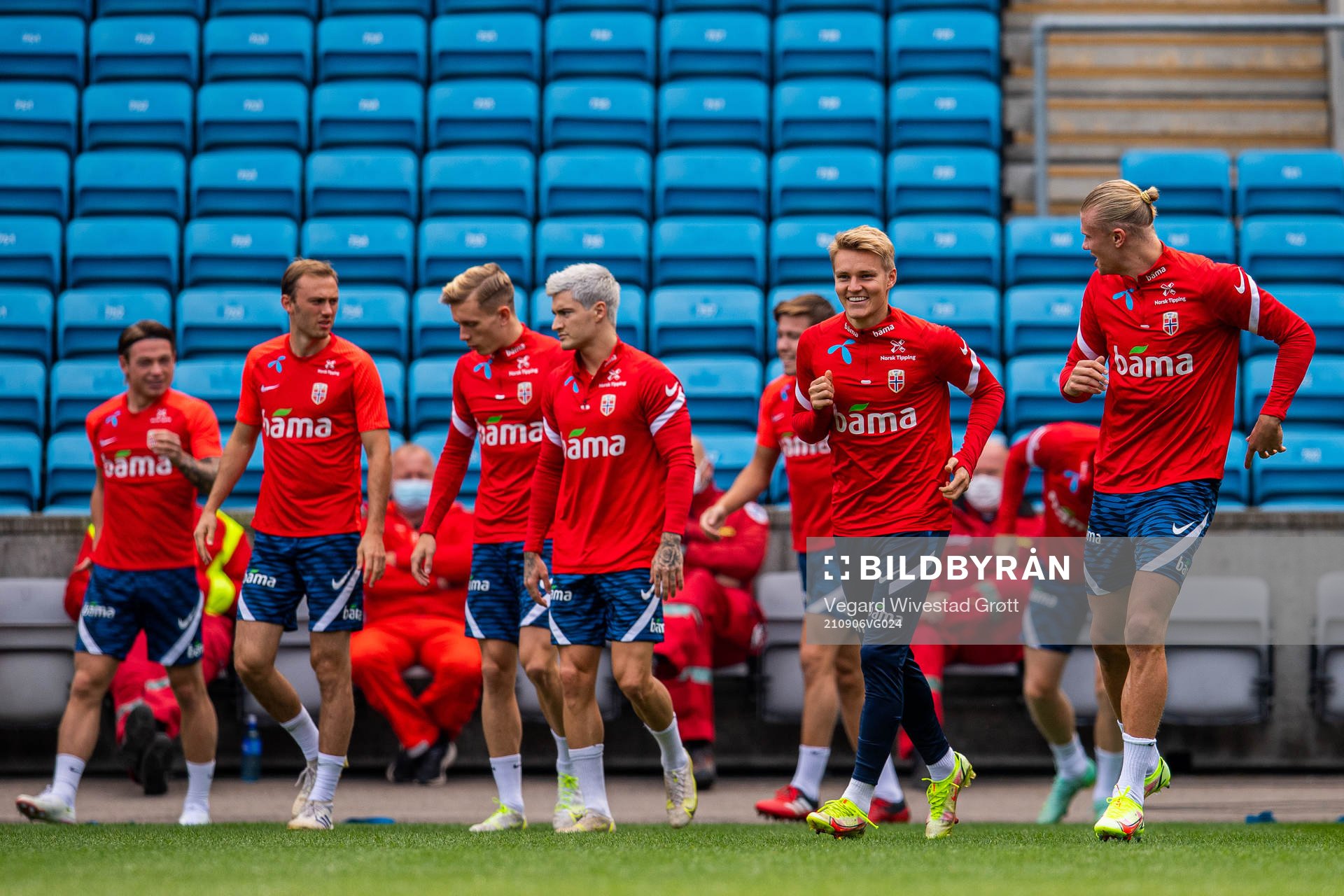 Martin Ødegaard and Erling Braut Haaland of the Norwegian