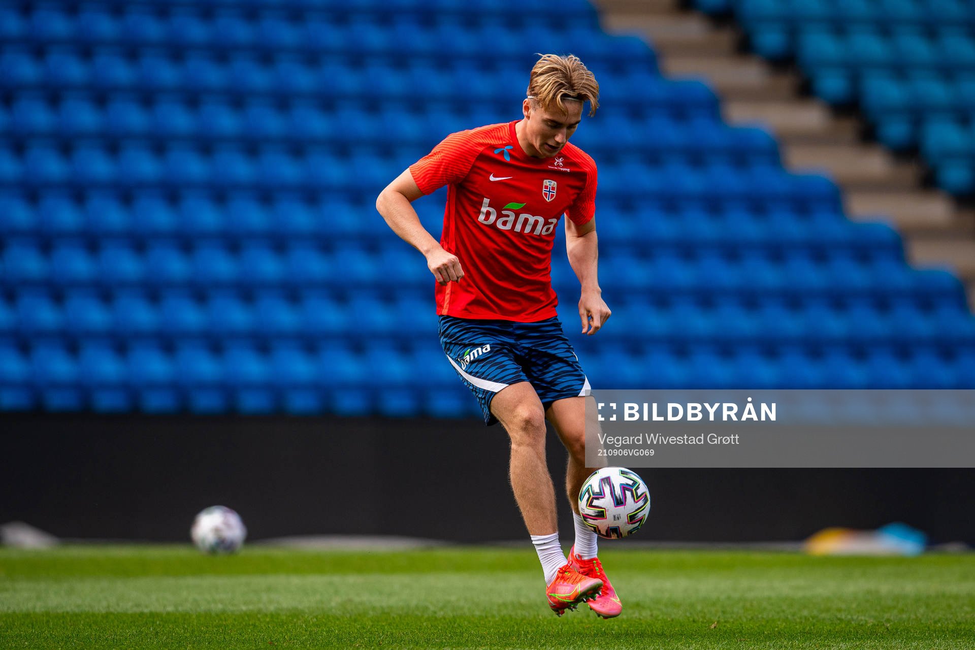 Kristian Thorstvedt of the Norwegian national football team during a training session on September 6, 2021 in Oslo. 