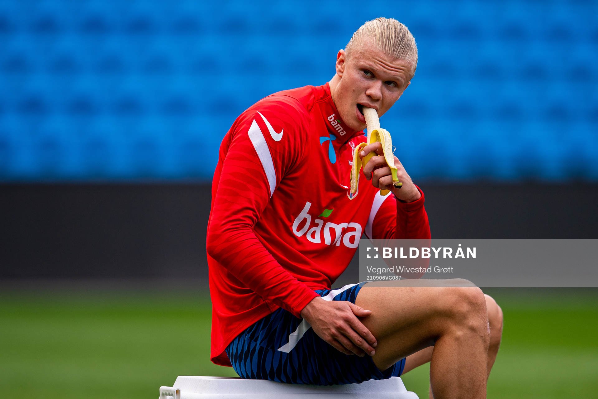 Erling Braut Haaland of the Norwegian national football team during a training session on September 6, 2021 in Oslo. 