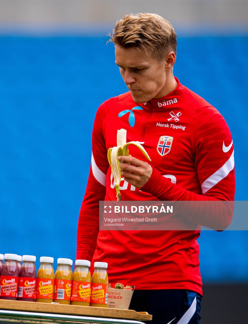 Martin Ødegaard of the Norwegian national football team during a training session on September 6, 2021 in Oslo. 