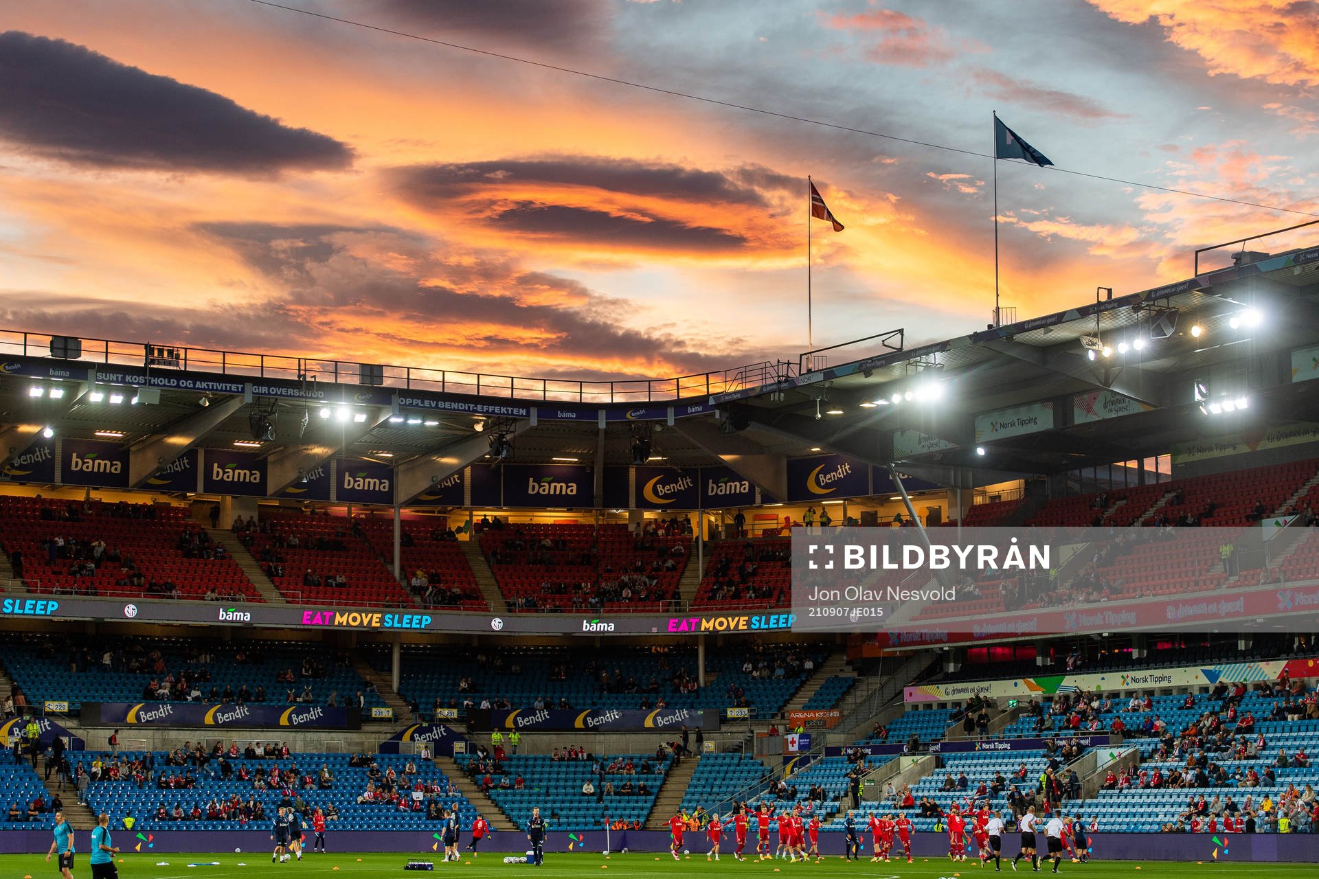 General view of Ullevaal stadion in sunset
