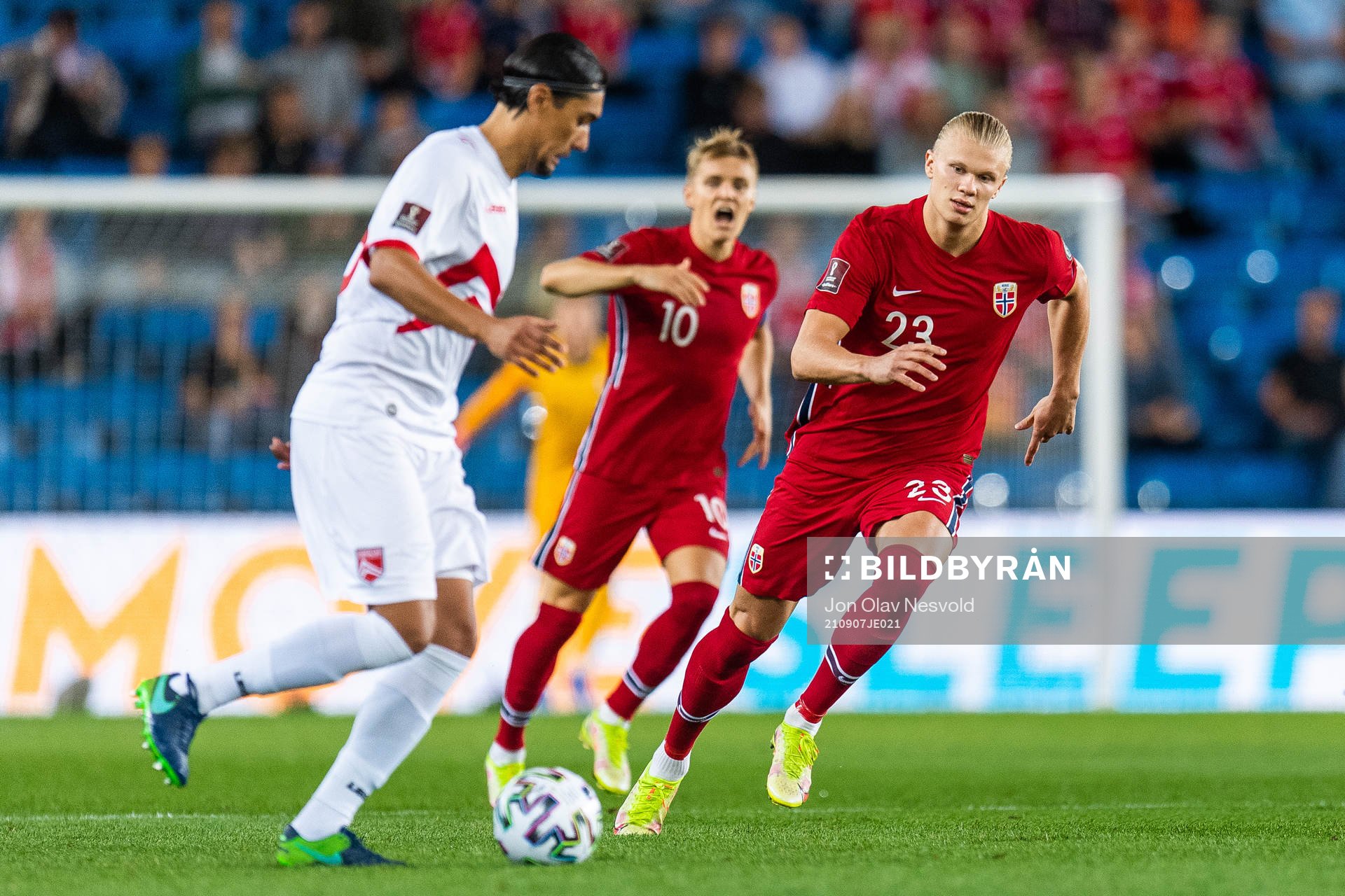 Martin Ødegaard and Erling Braut Haaland of Norway
