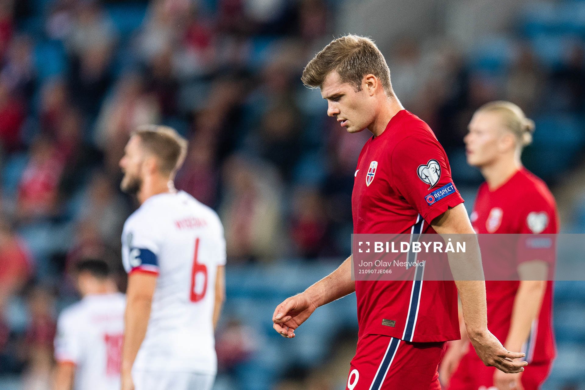 Alexander Sørloth of Norway looks dejected