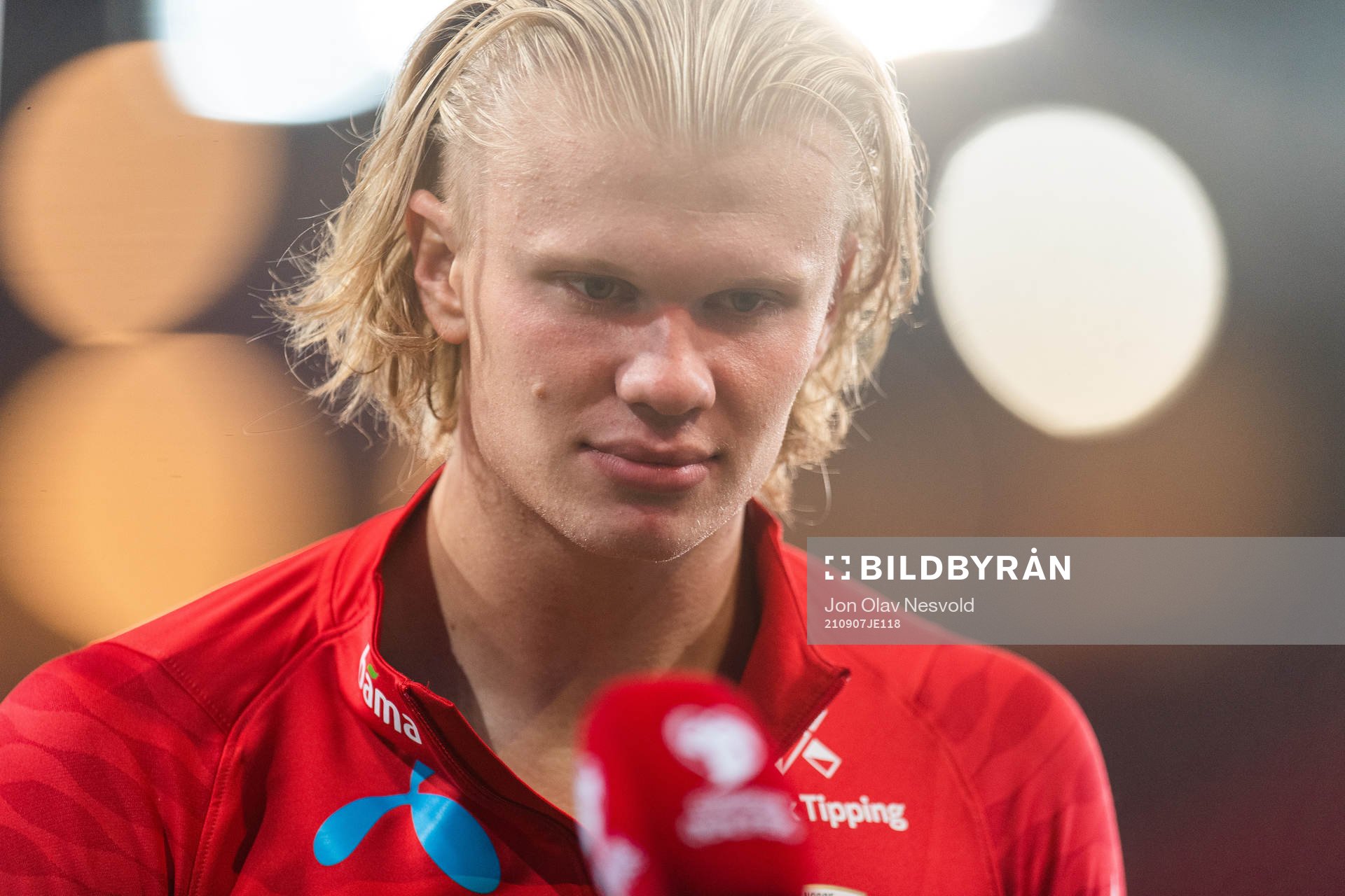 Erling Braut Haaland of Norway is interviewed
