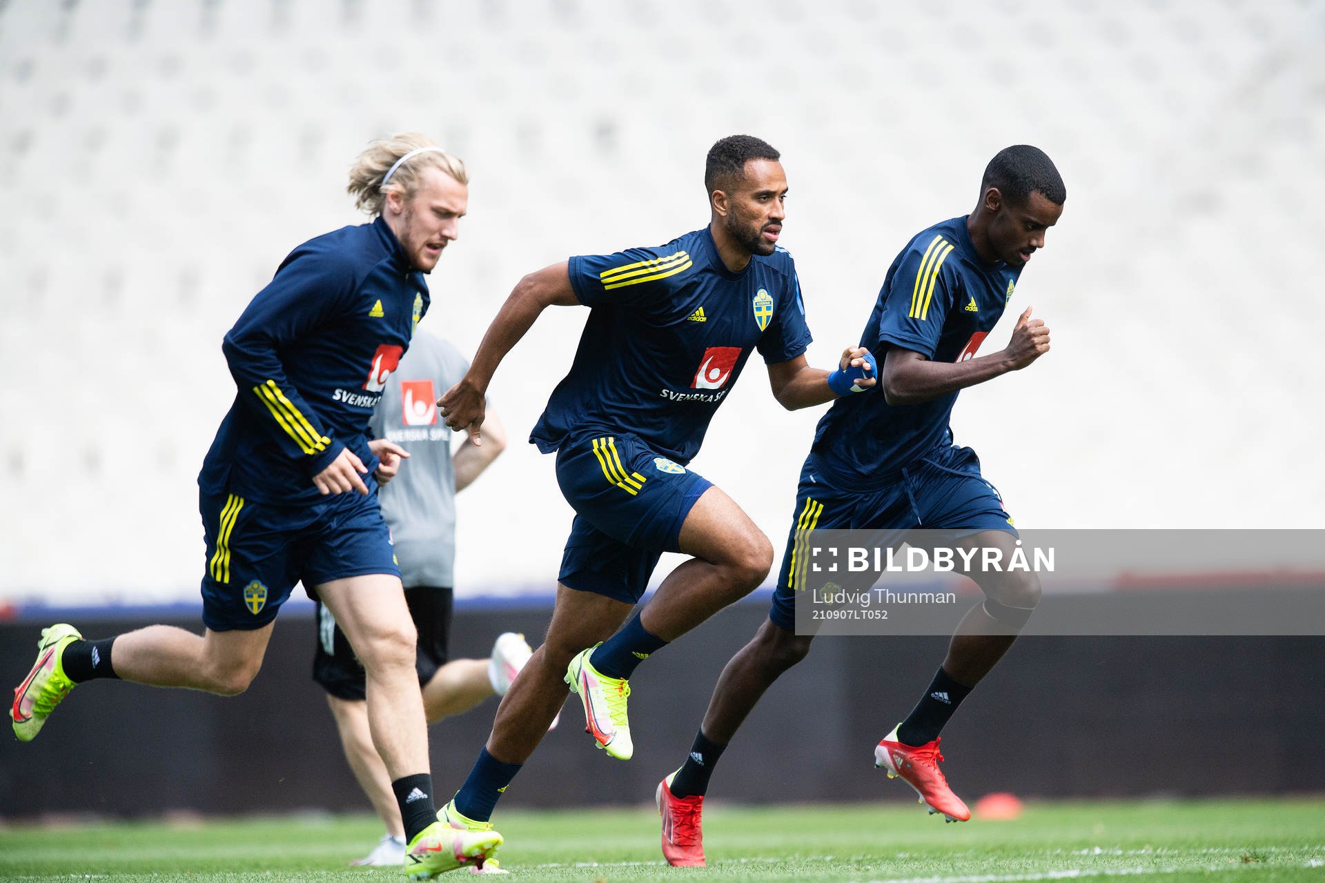 Emil Forsberg, Isaac Kiese-Thelin and Alexander Isak of the