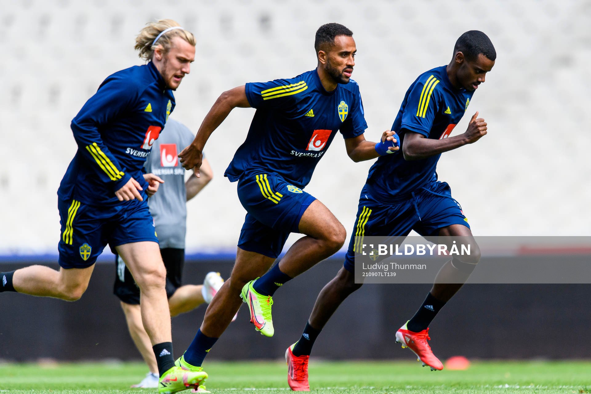 Emil Forsberg, Isaac Kiese-Thelin and Alexander Isak of the