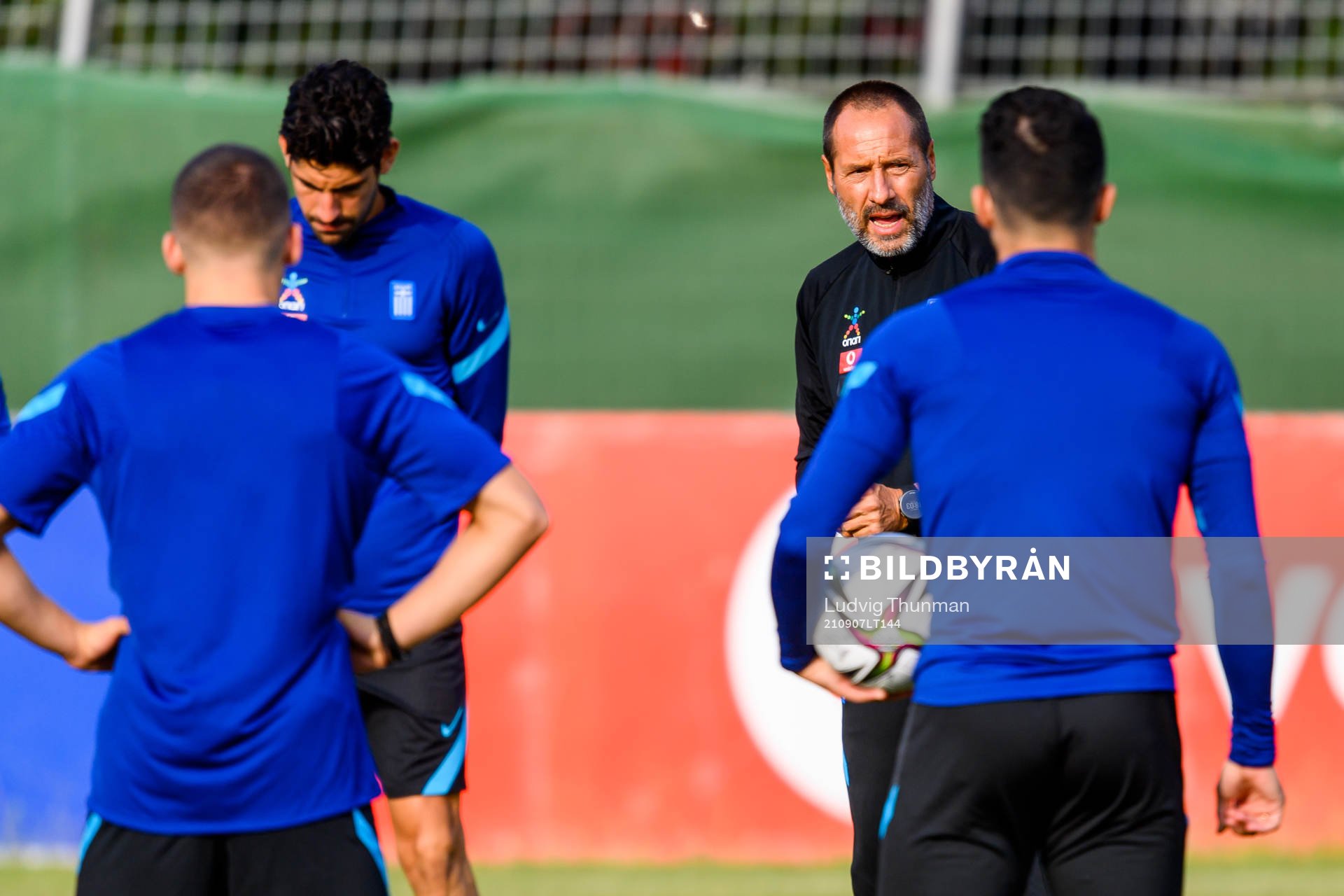 Head coach John vant Schip of the Greek national football