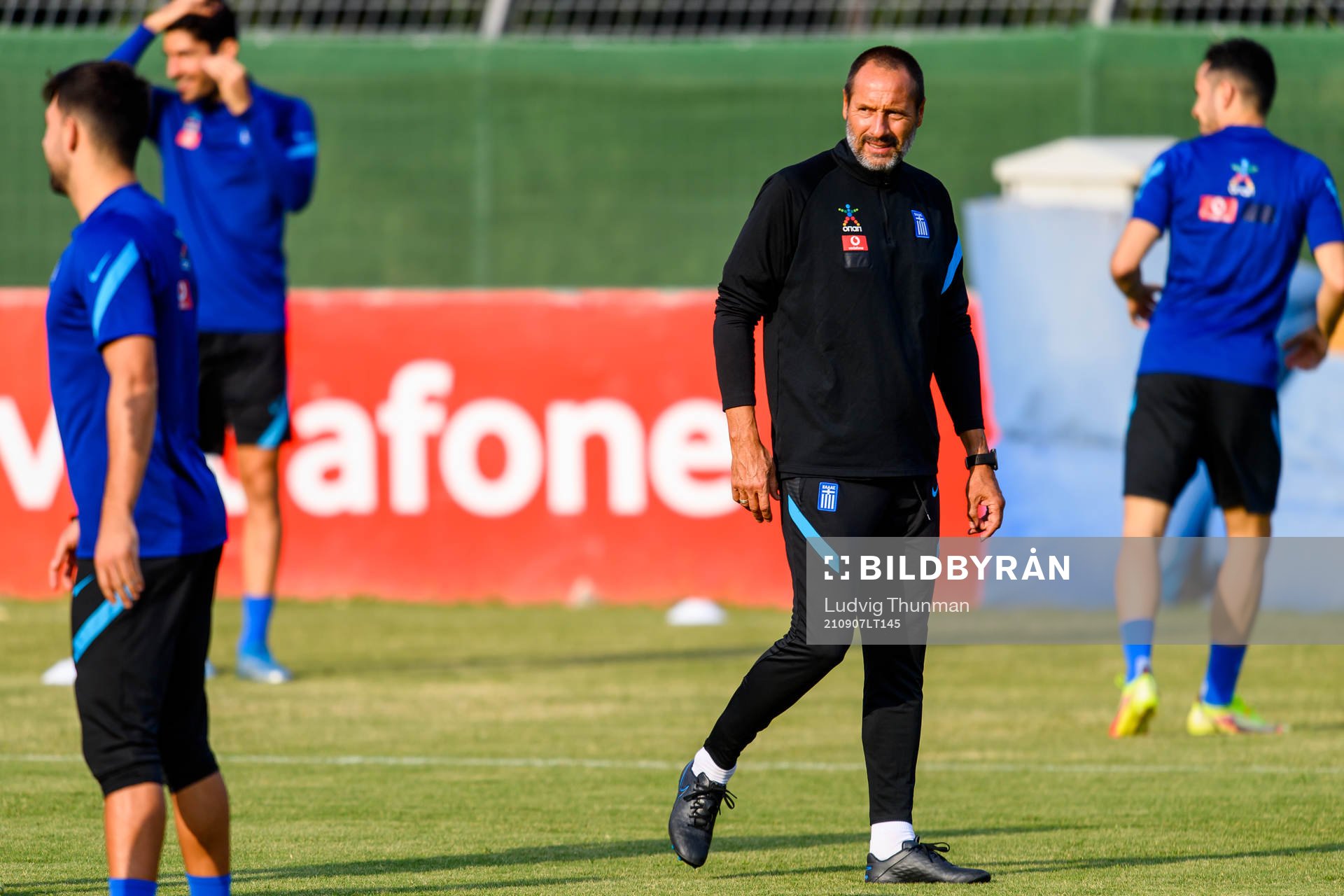 Head coach John vant Schip of the Greek national football