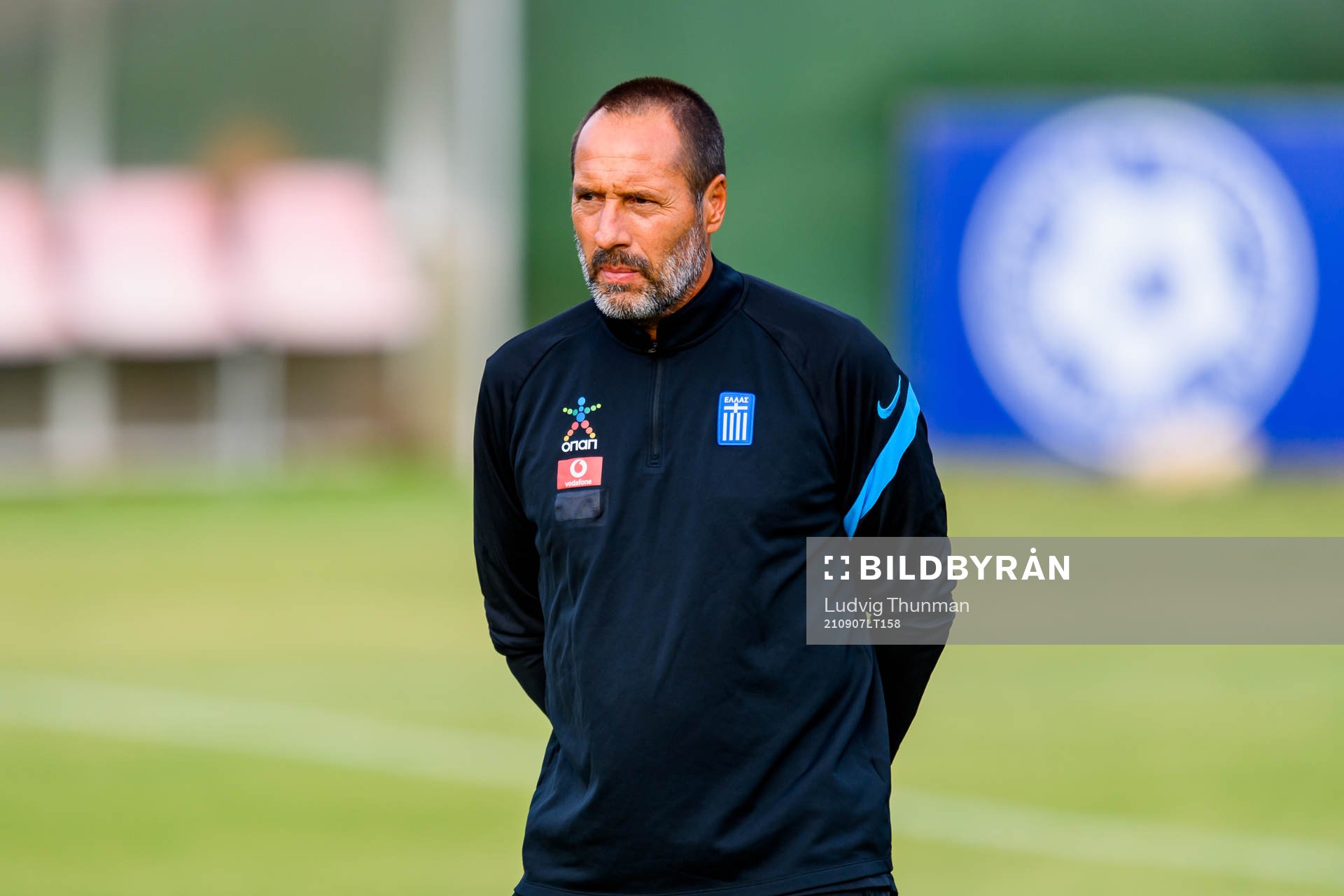 Head coach John vant Schip of the Greek national football