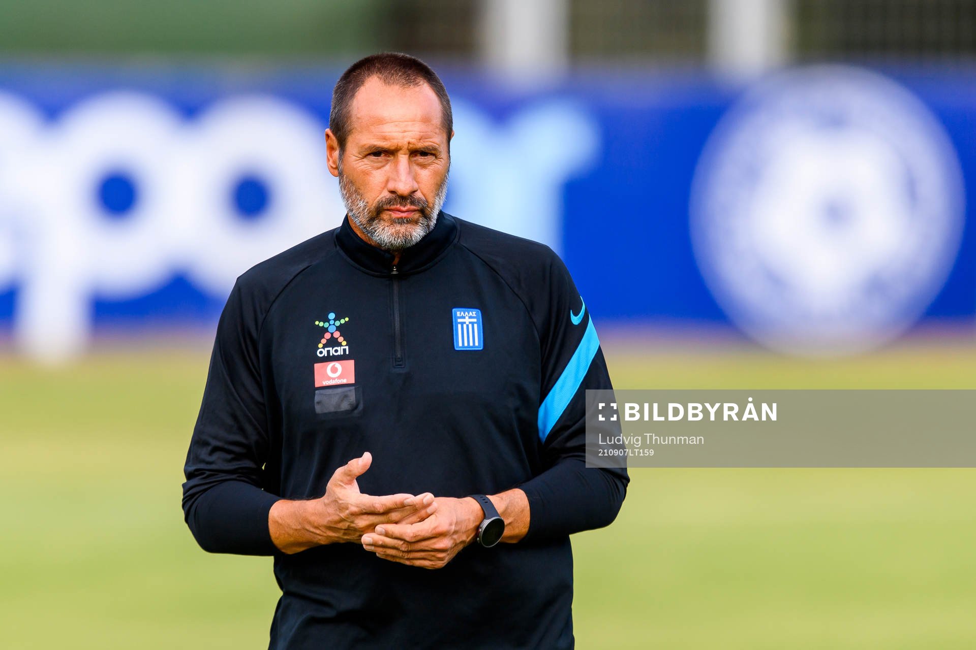 Head coach John vant Schip of the Greek national football
