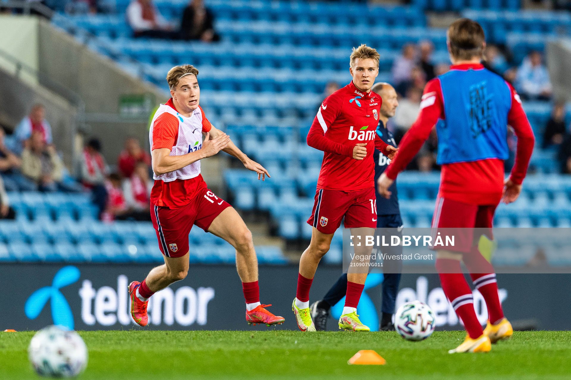 Kristian Thorstvedt and Martin Ødegaard of Norway