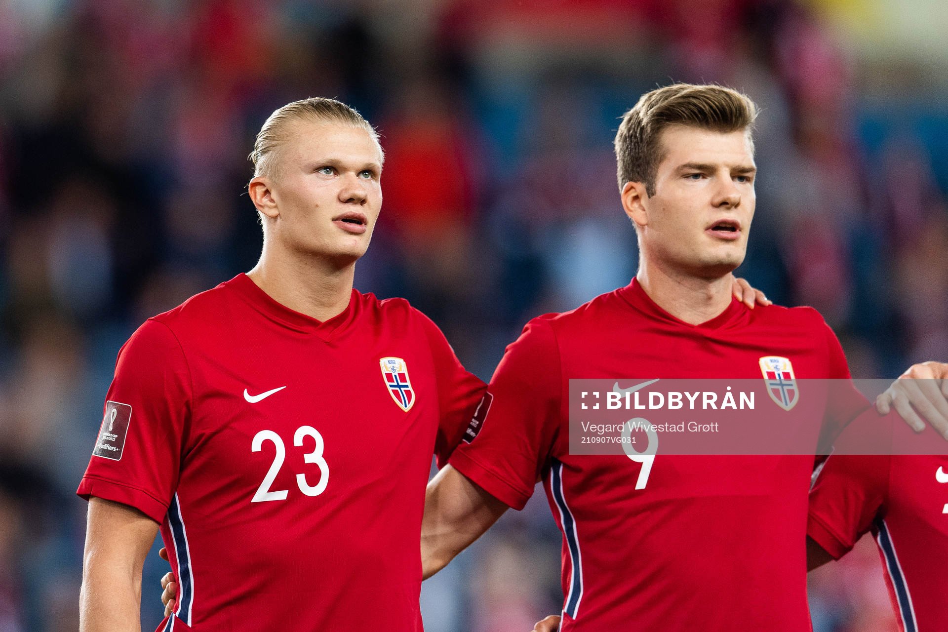 Erling Braut Haaland and Alexander Sørlot of Norway