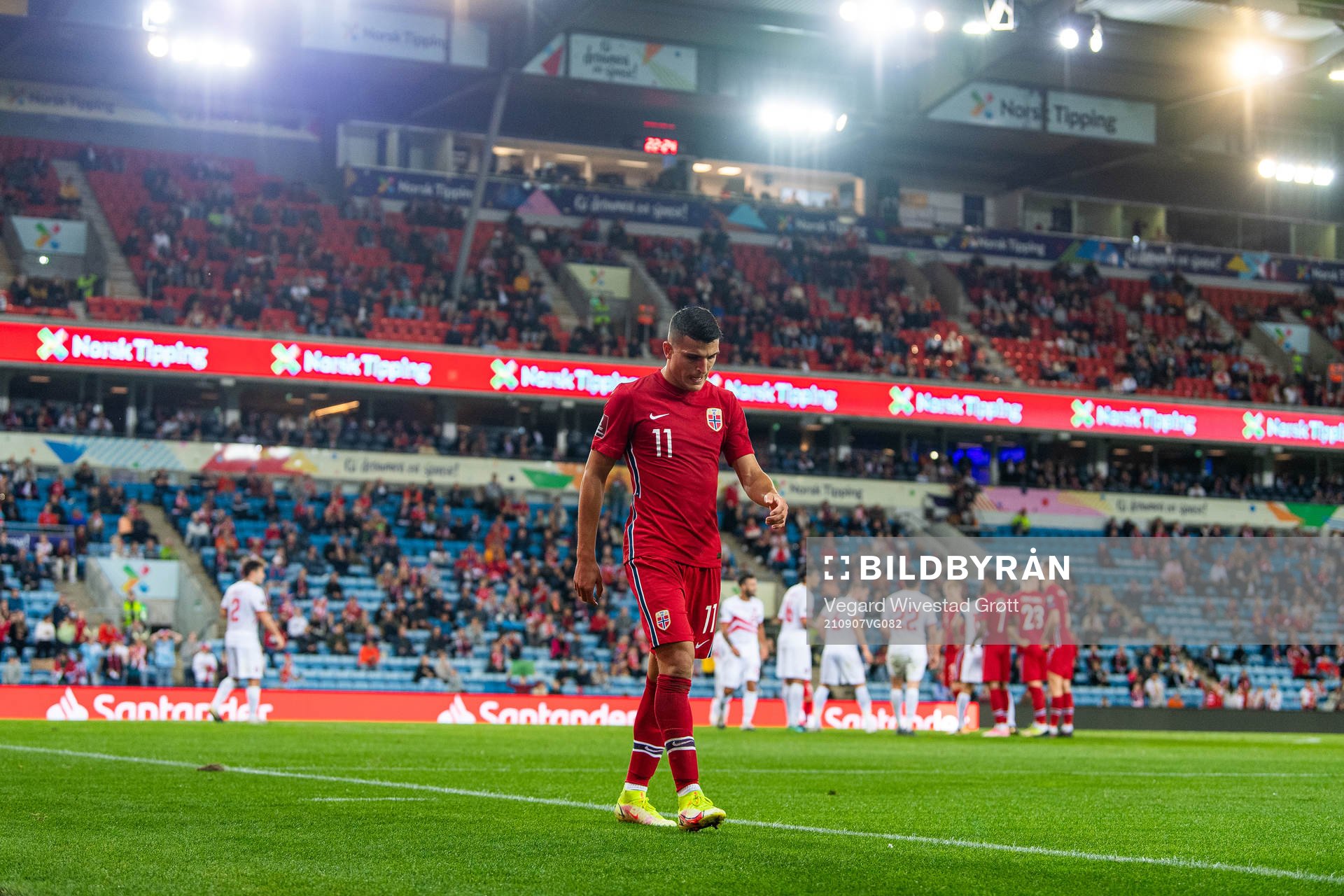 Mohamed Elyounoussi of Norway is substituted off