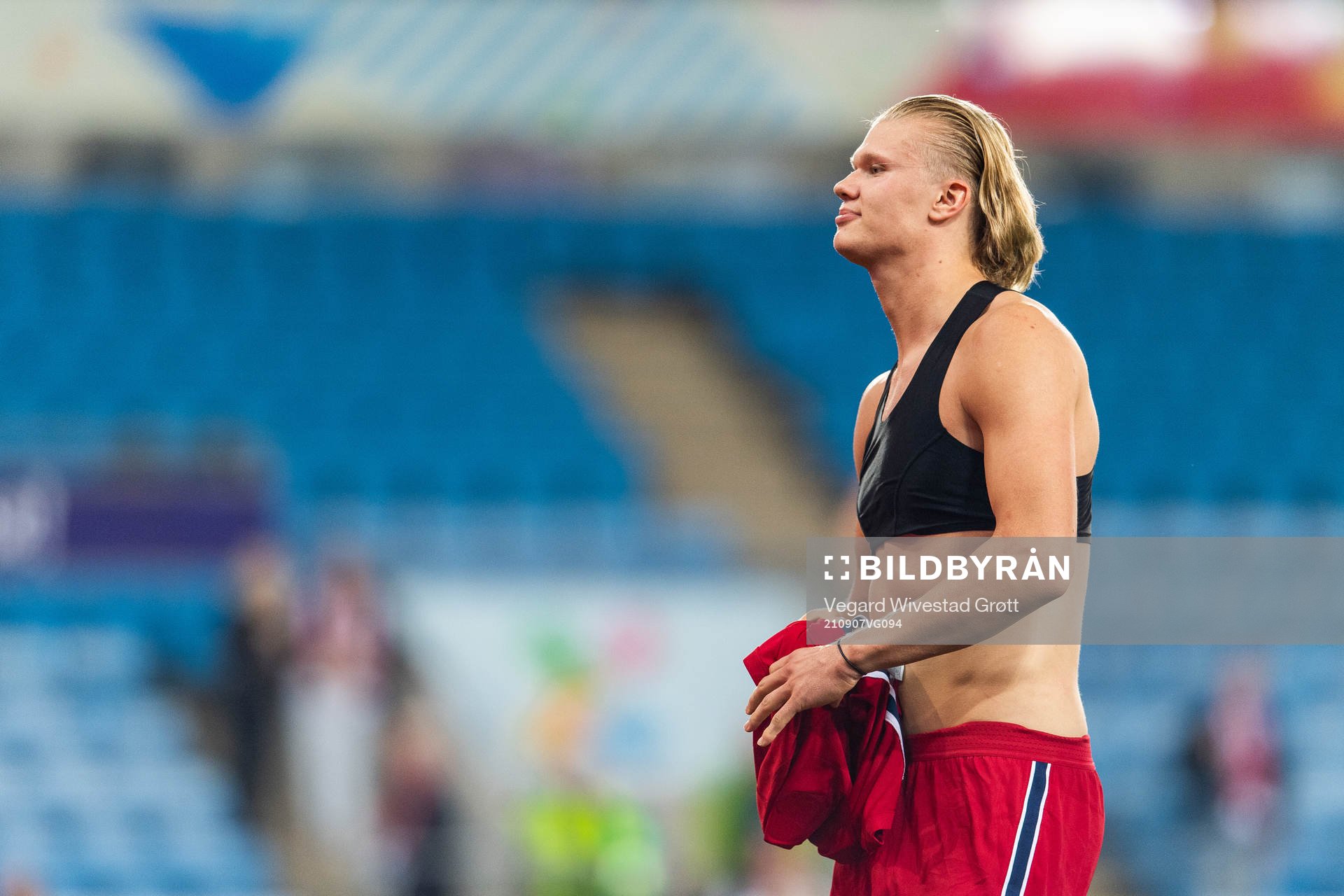 Erling Braut Haaland of Norway removes his shirt