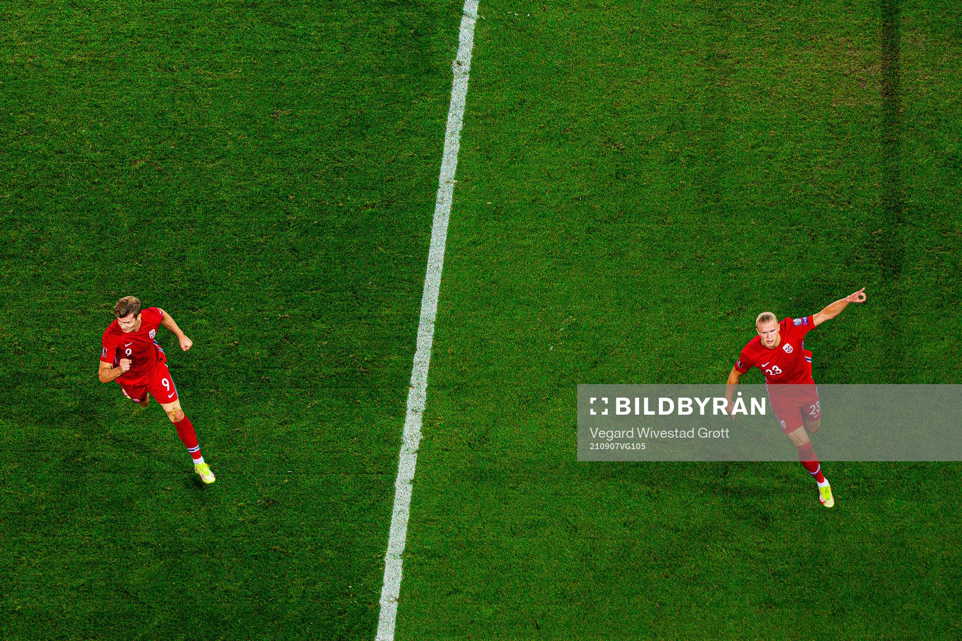 Erling Braut Haaland of Norway celebrates with teammate
