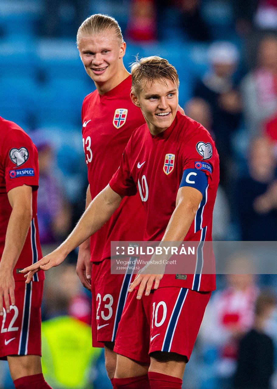 Erling Braut Haaland and Martin Ødegaard of Norway