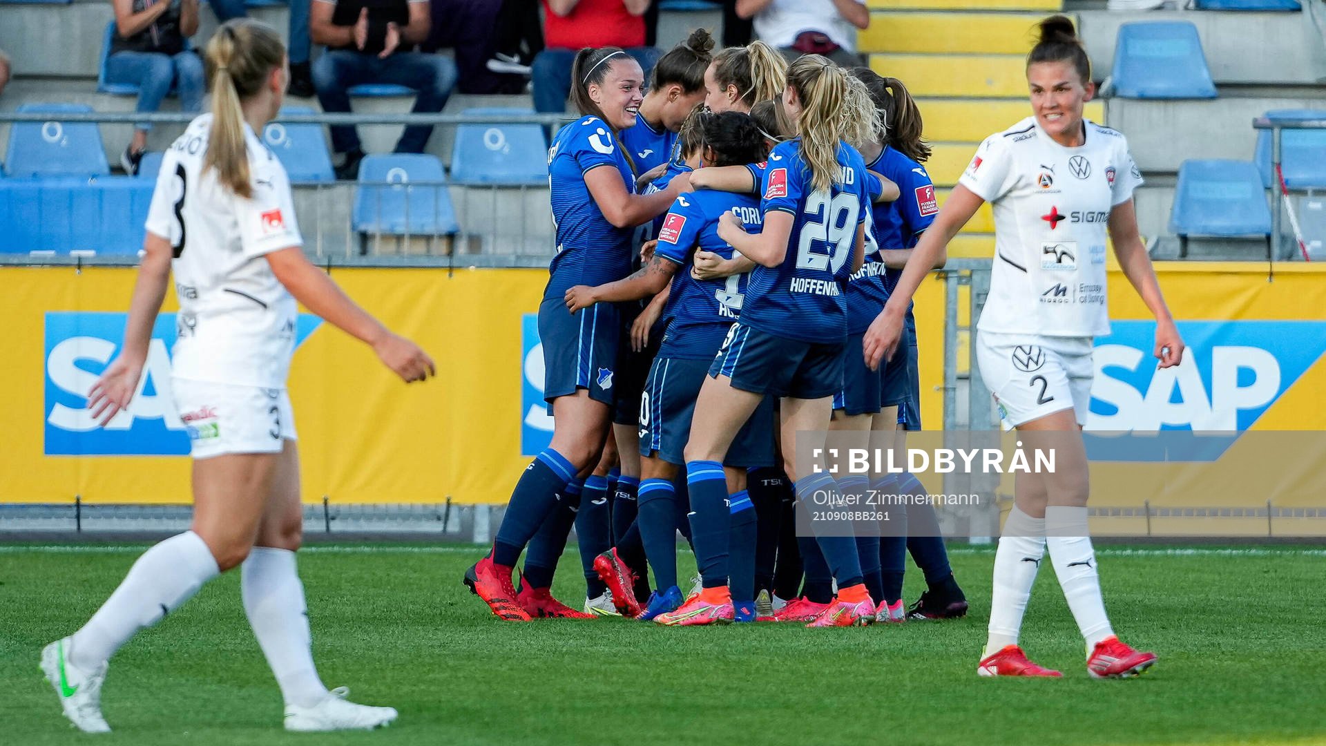 Players of Hoffenheim celebrate the 1-0 goal