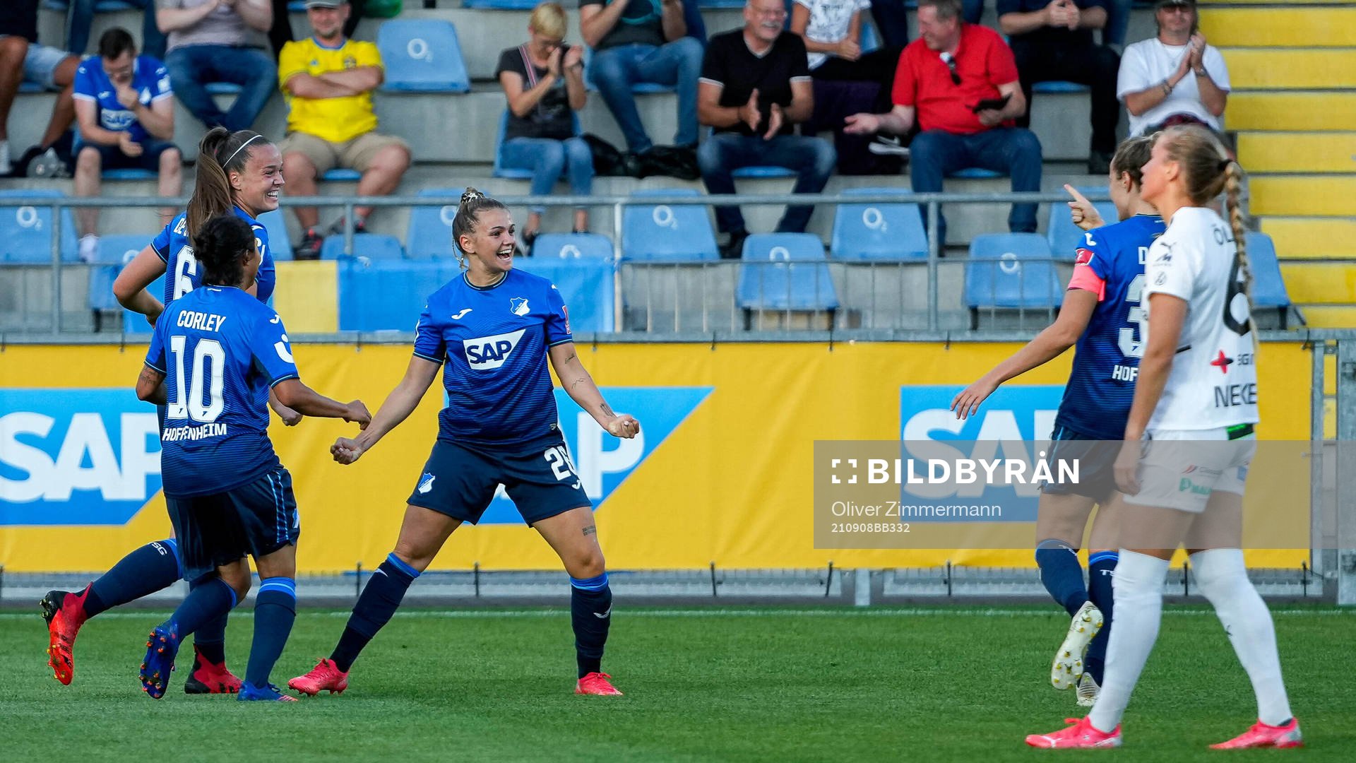 Players of Hoffenheim celebrate the 1-0 goal