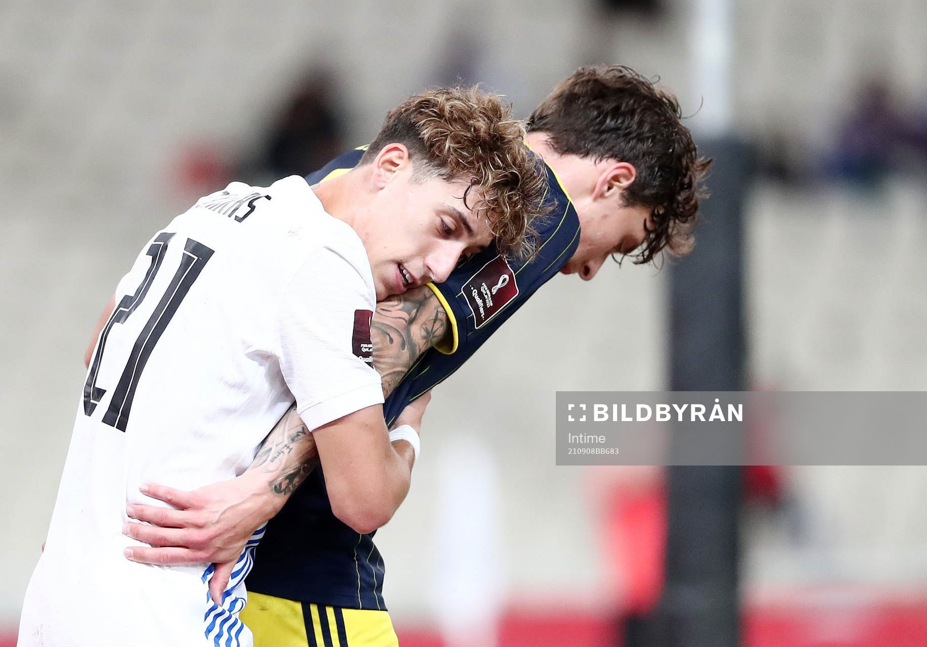 Kostas Tsimikas of Greece and Victor Nilsson Lindelöf of
