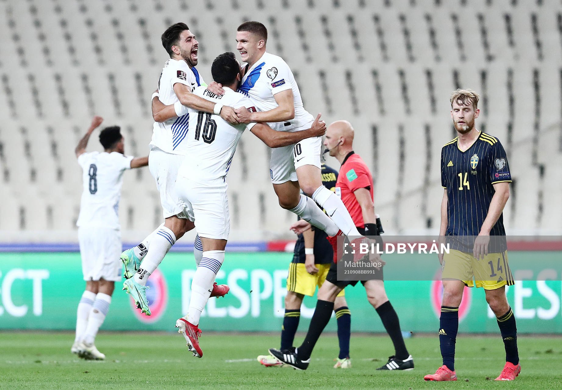 Vangelis Pavlidis of Greece celebrate with teammates