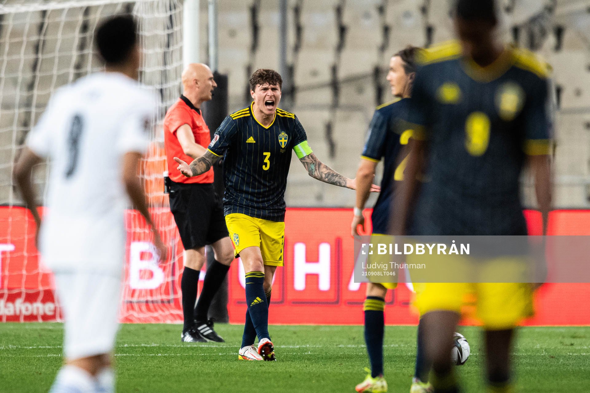 Victor Nilsson Lindelöf of Sweden reacts