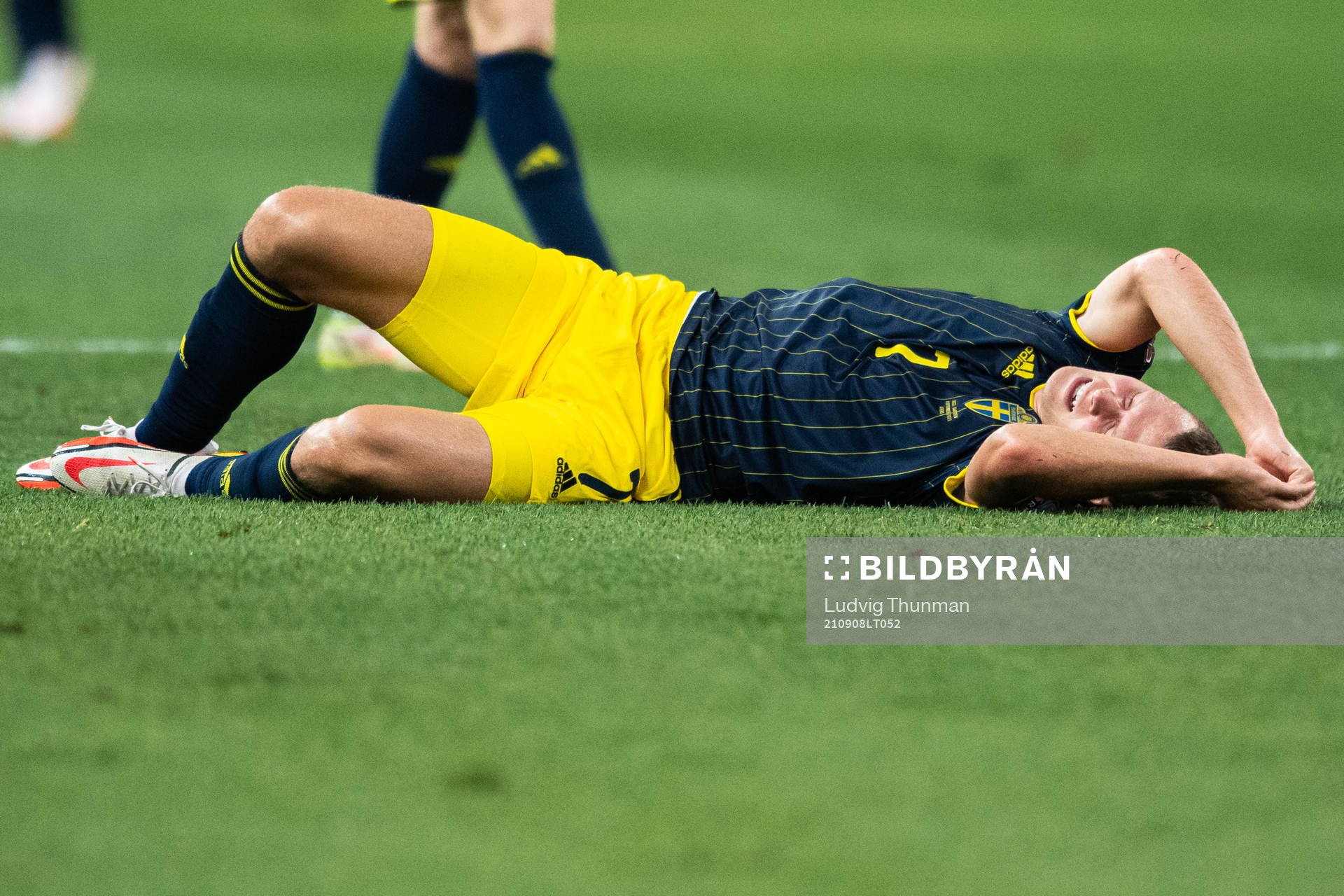 Viktor Claesson of Sweden in pain