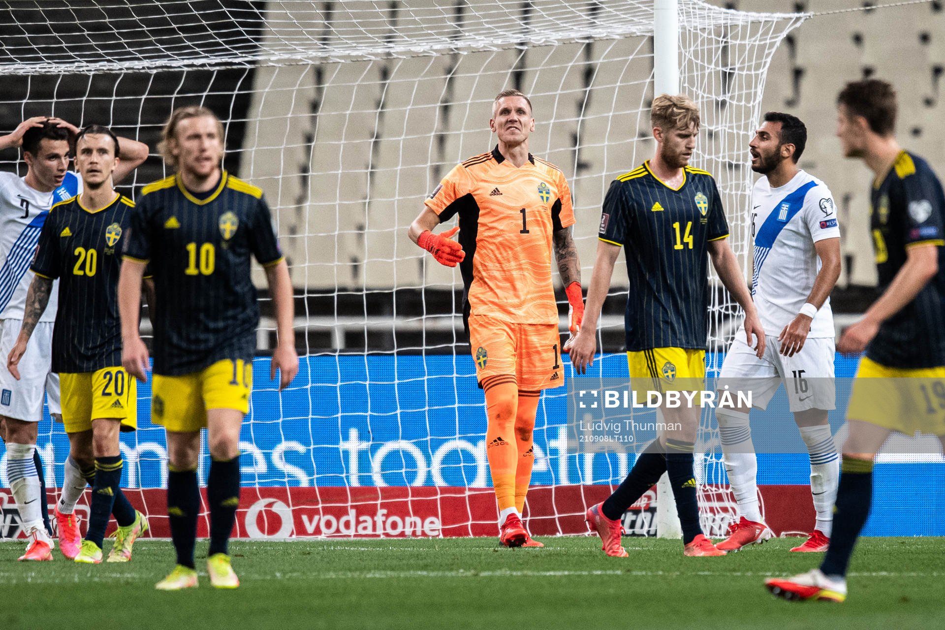 Goalkeeper Robin Olsen of Sweden looks dejected
