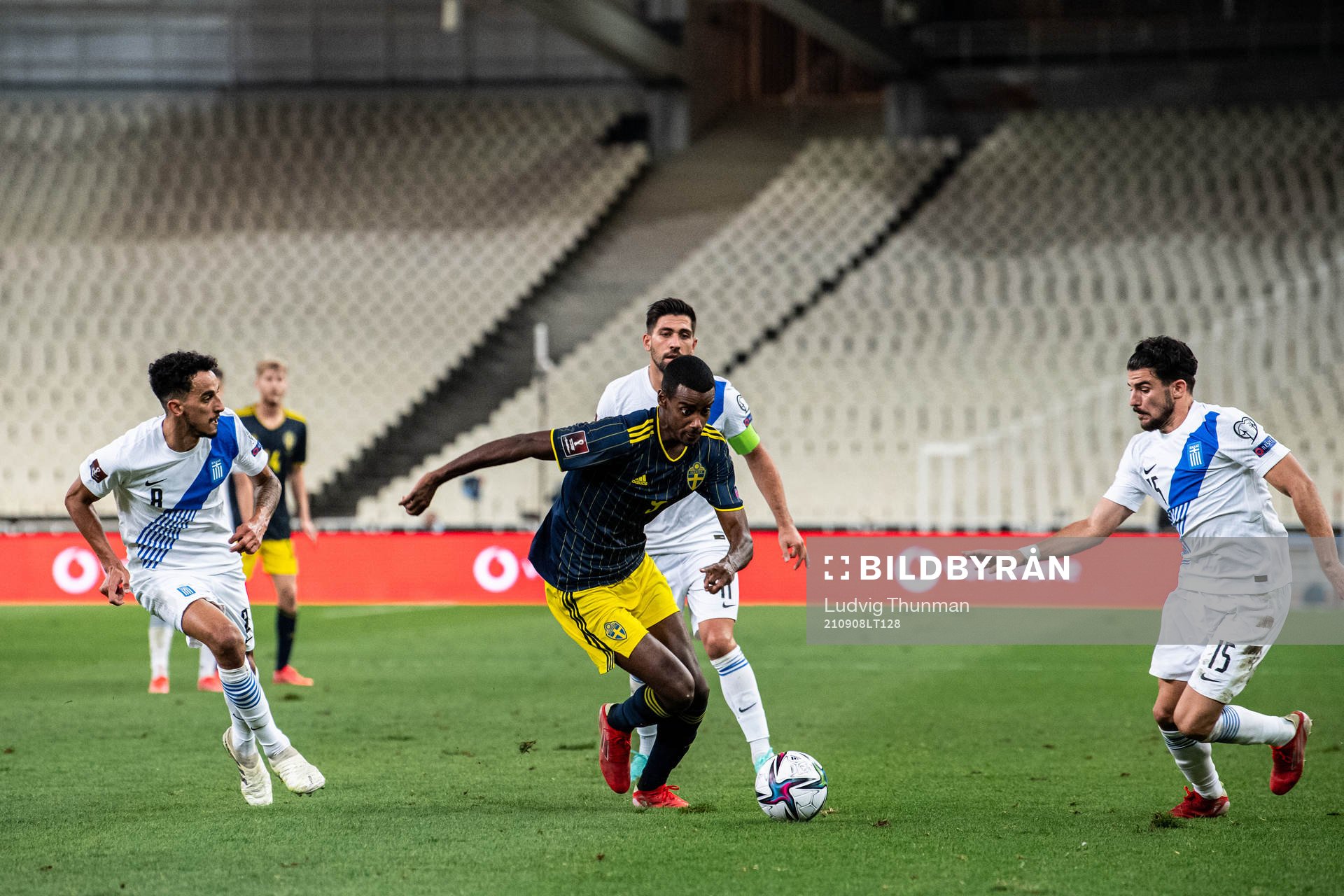 Alexander Isak of Sweden and Thanasis Androutsos of Greece